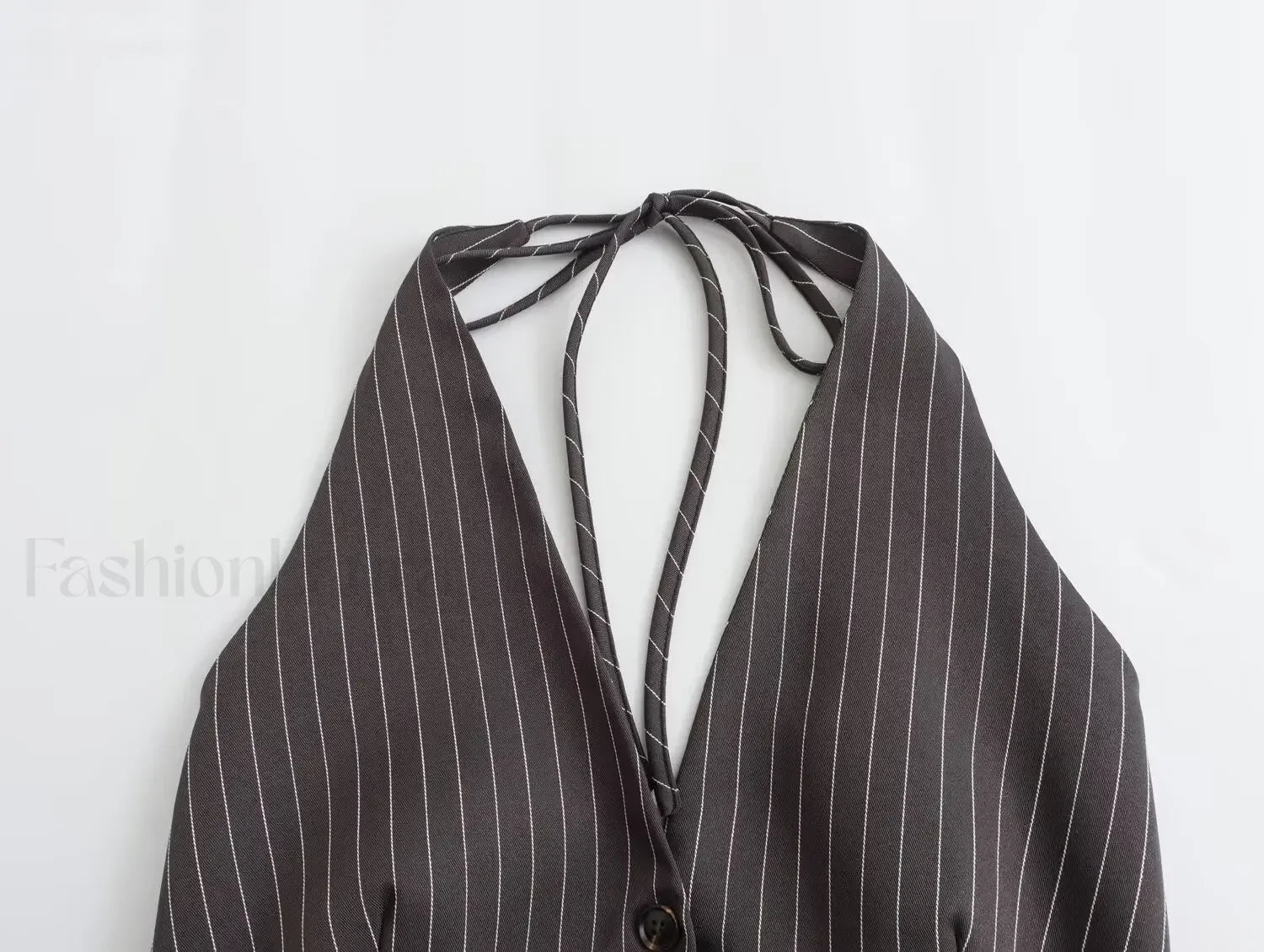 Sexy Backless Bow Tie Striped Print Short Blouse Crop Top