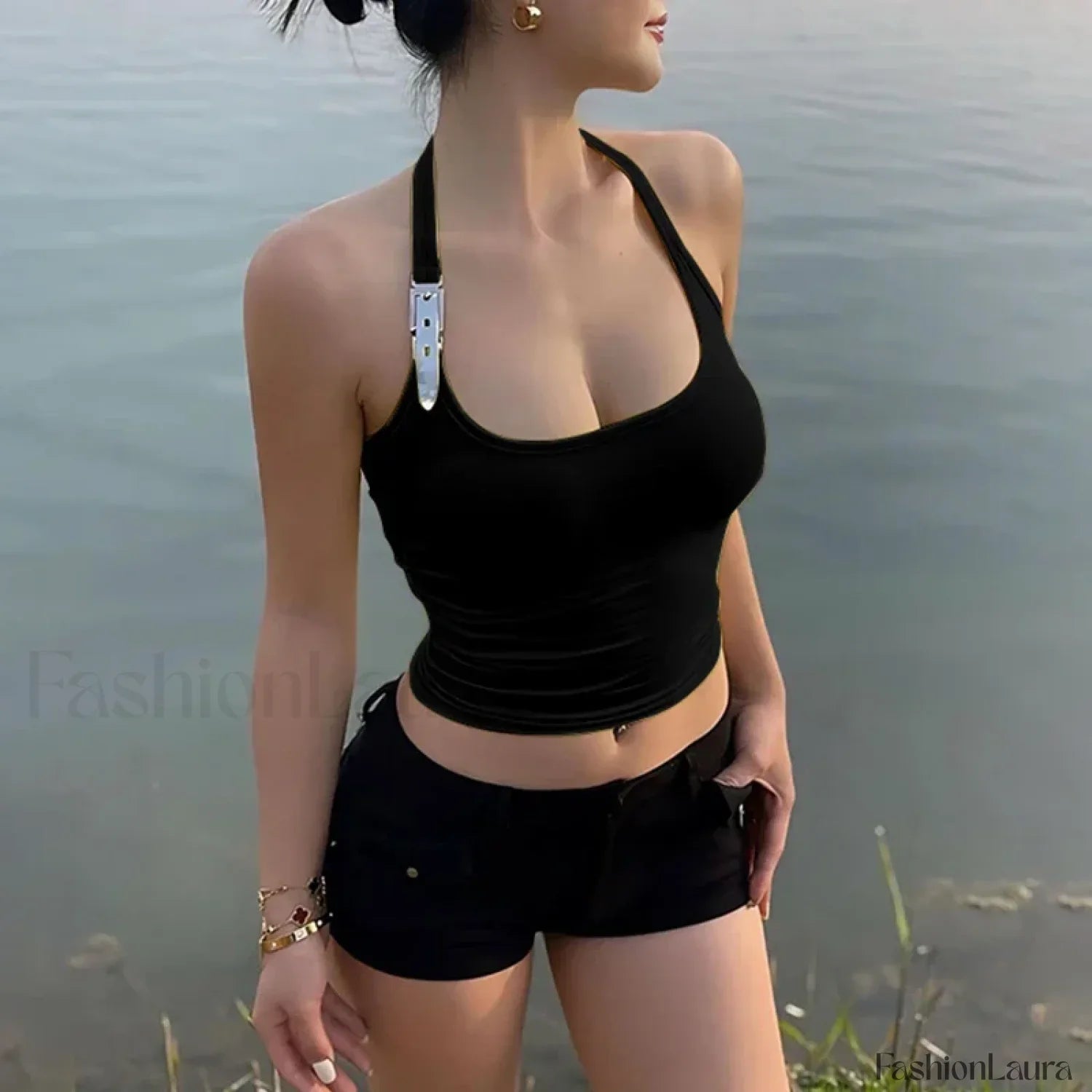 Sexy Backless Simple Halter Tank Crop Top