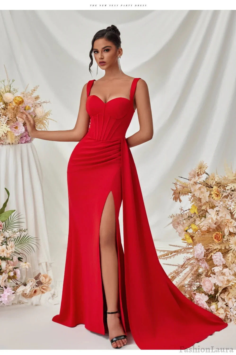 Sexy Bodycon Slit Maxi Party Dress XS / Claret