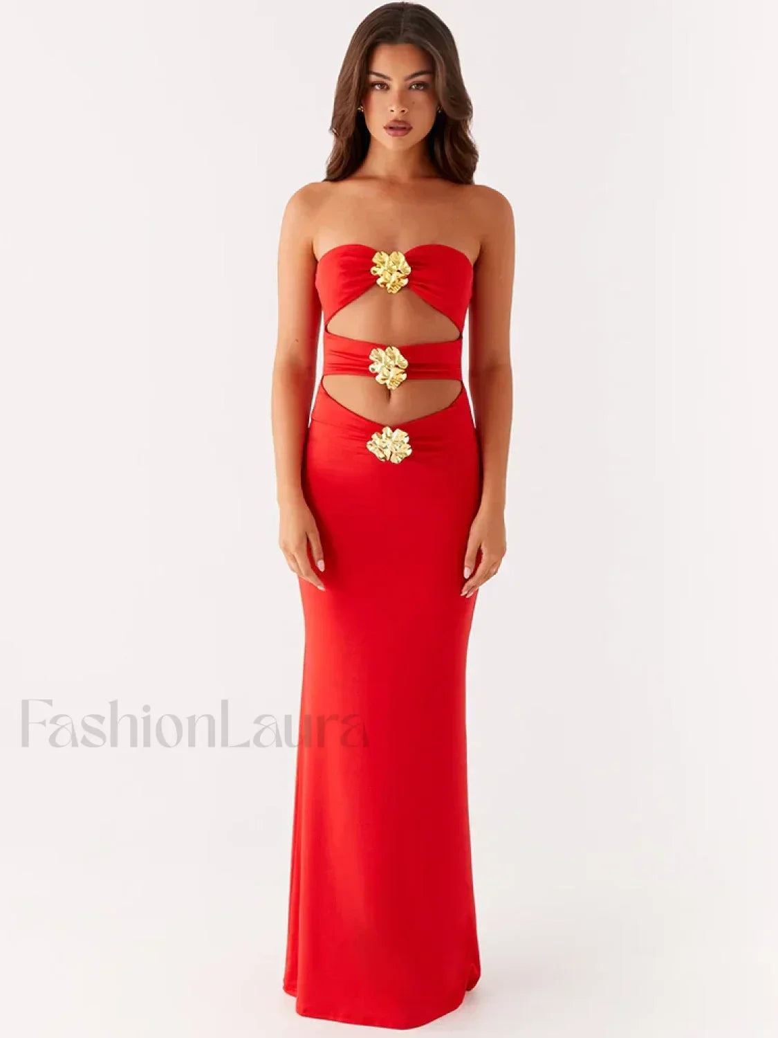 Sexy Metal Rose Floral Dress