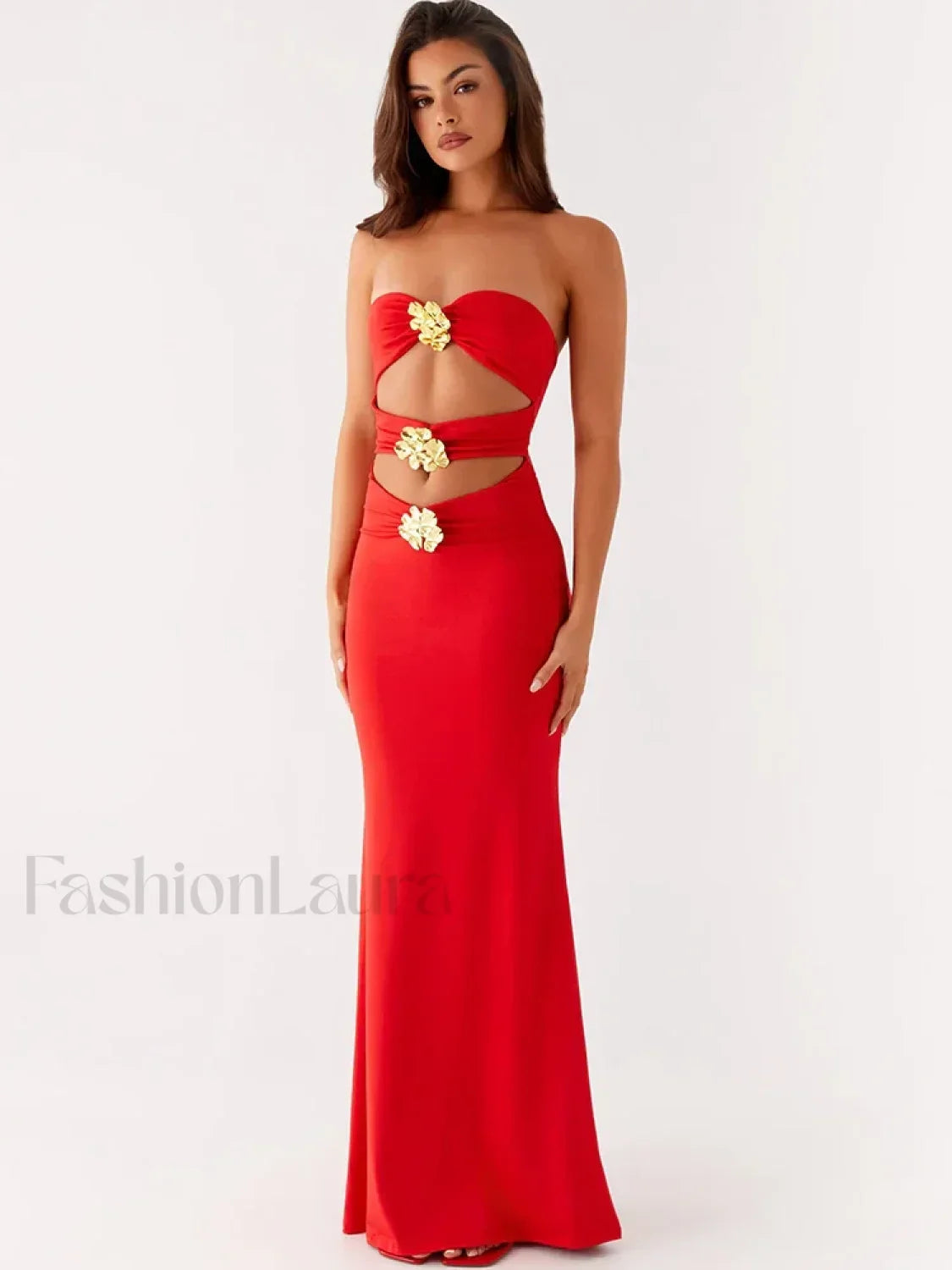 Sexy Metal Rose Floral Dress