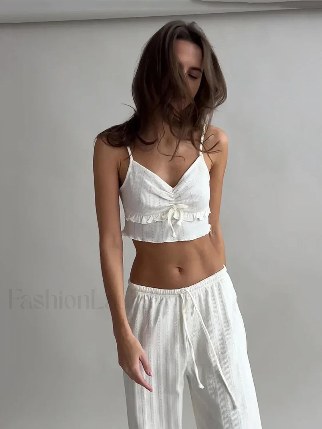 Sexy Pajama Crop Nightwear Two Piece Set