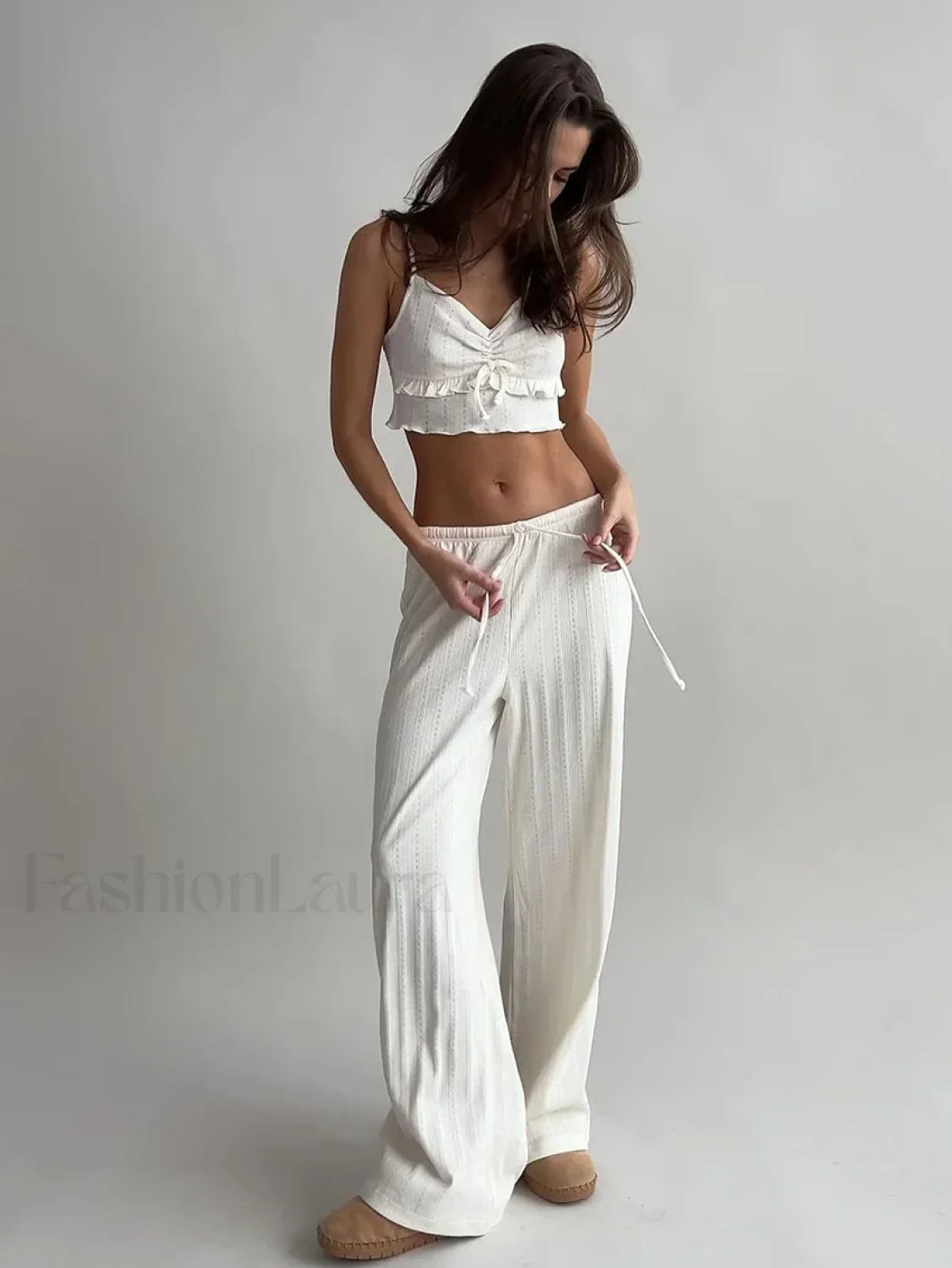 Sexy Pajama Crop Nightwear Two Piece Set