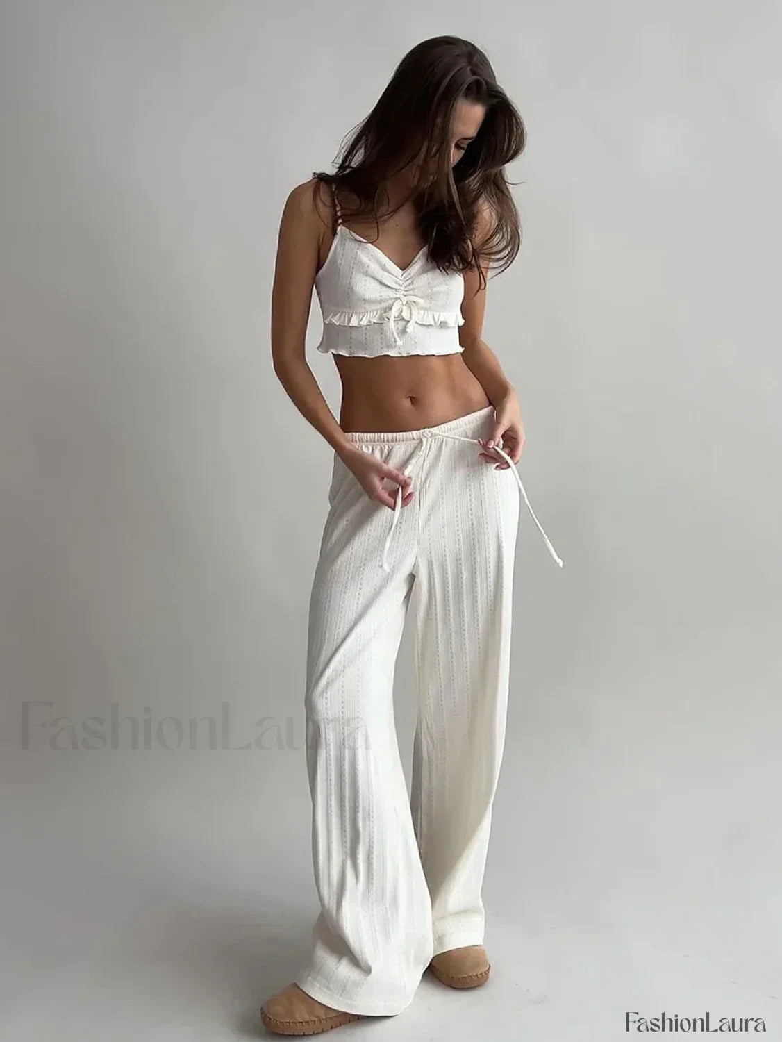 Sexy Pajama Crop Nightwear Two Piece Set