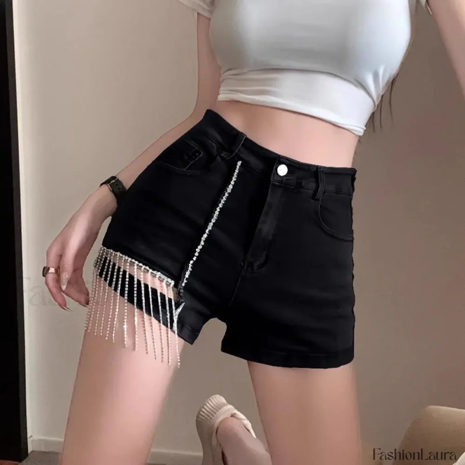 Sexy Rhinestone Tassel Women's Shorts