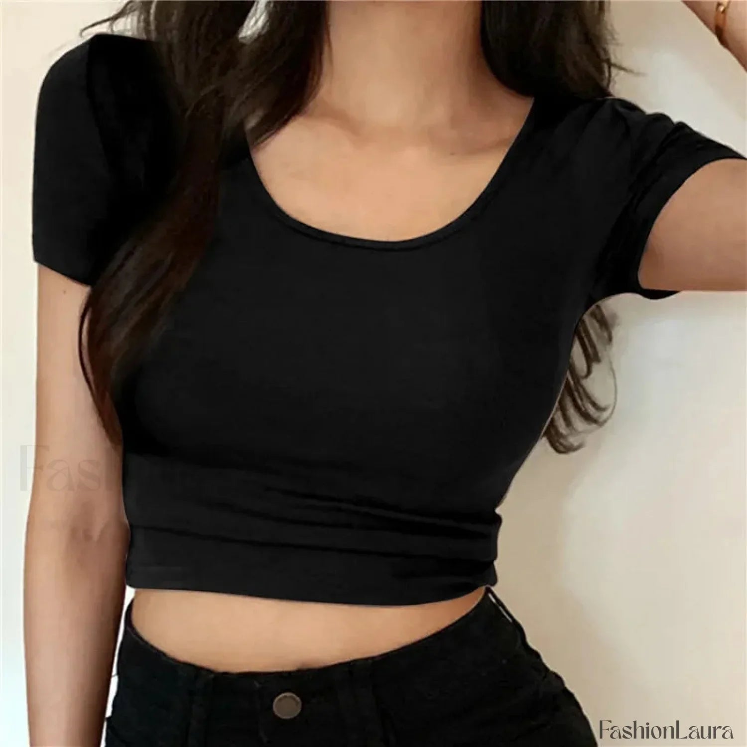 Sexy Skinny V-neck Solid Crop Top Short Sleeve Tee