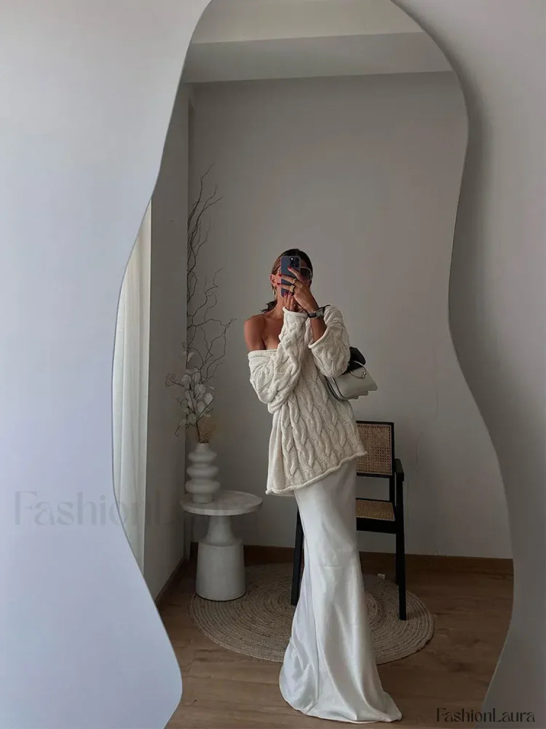 Sexy Solid Off Shoulder Deep V Neck Knitted Long Sleeve Women's Pullover Sweater