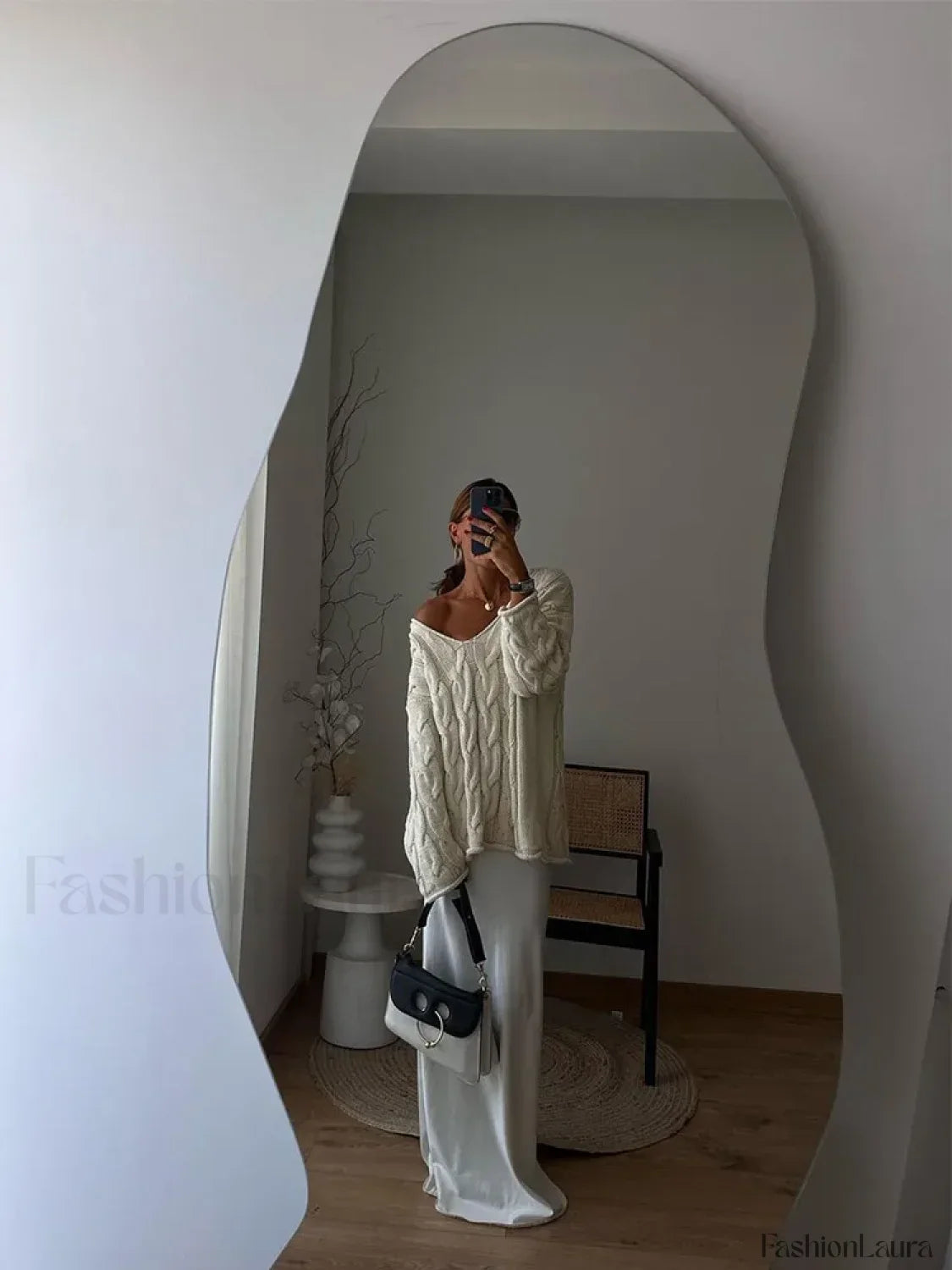 Sexy Solid Off Shoulder Deep V Neck Knitted Long Sleeve Women's Pullover Sweater