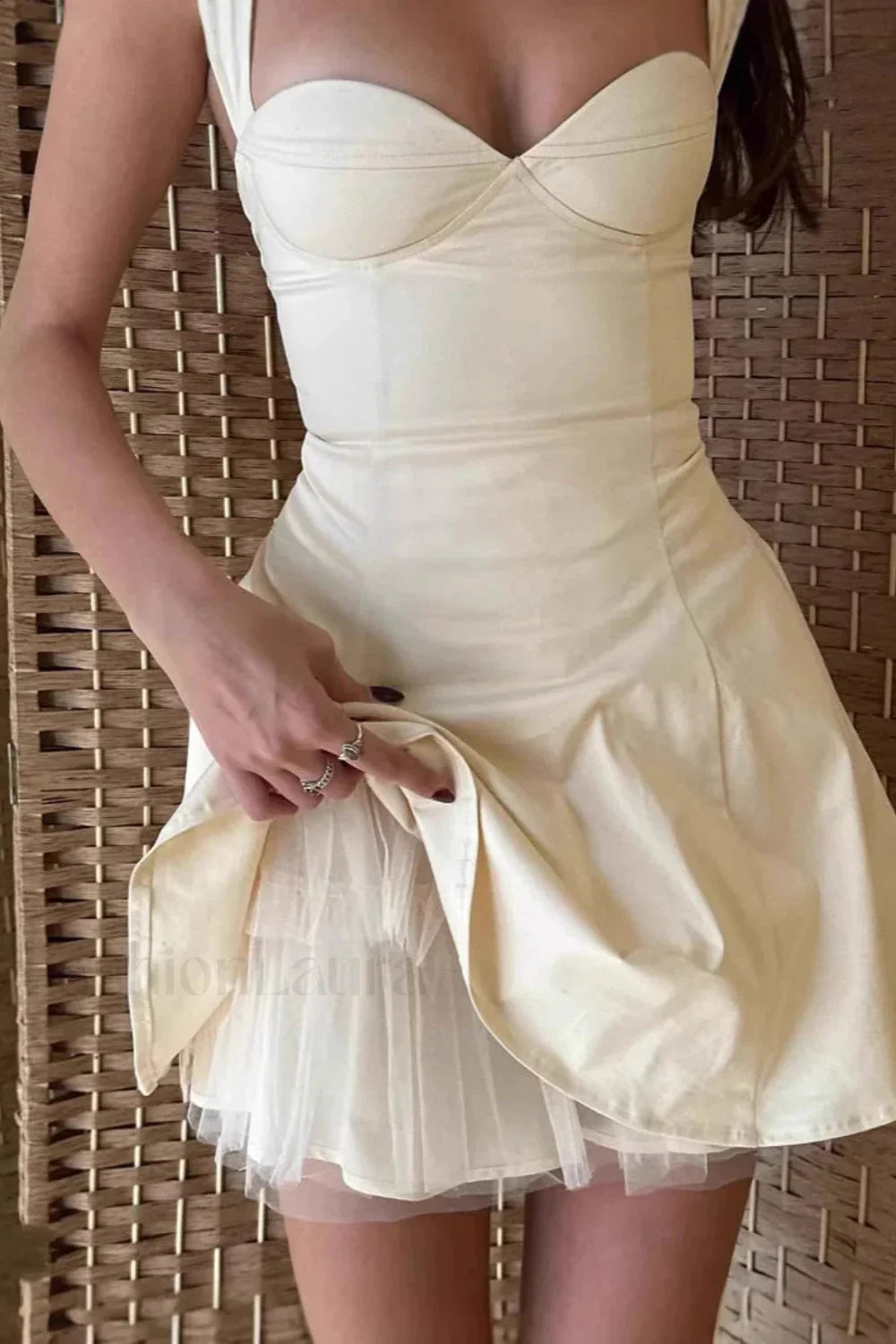 Sexy Tube Top Drawstring Waist A-Line Mesh Mini Dress