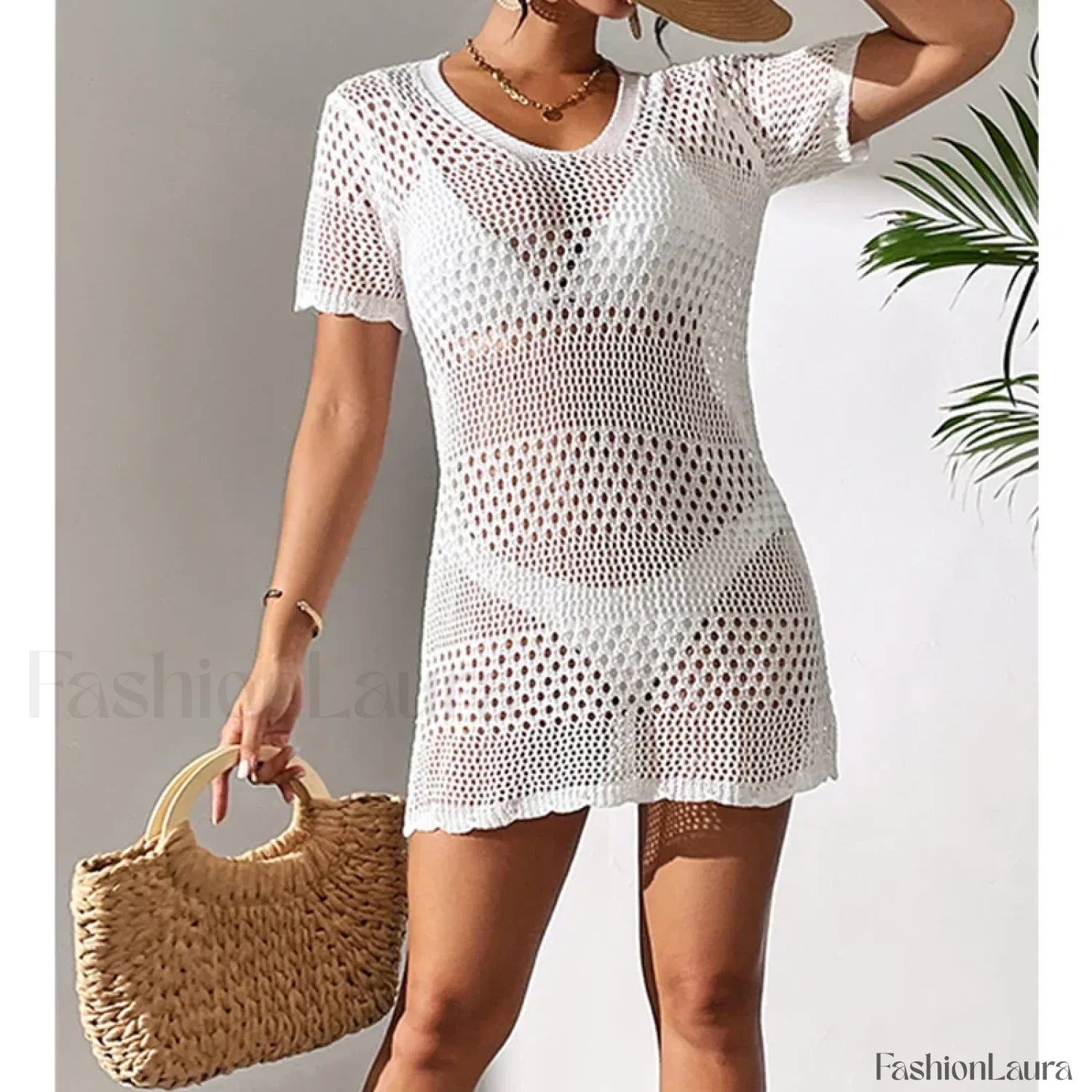 Sexy V-Neck Hollow Knit Cover Up