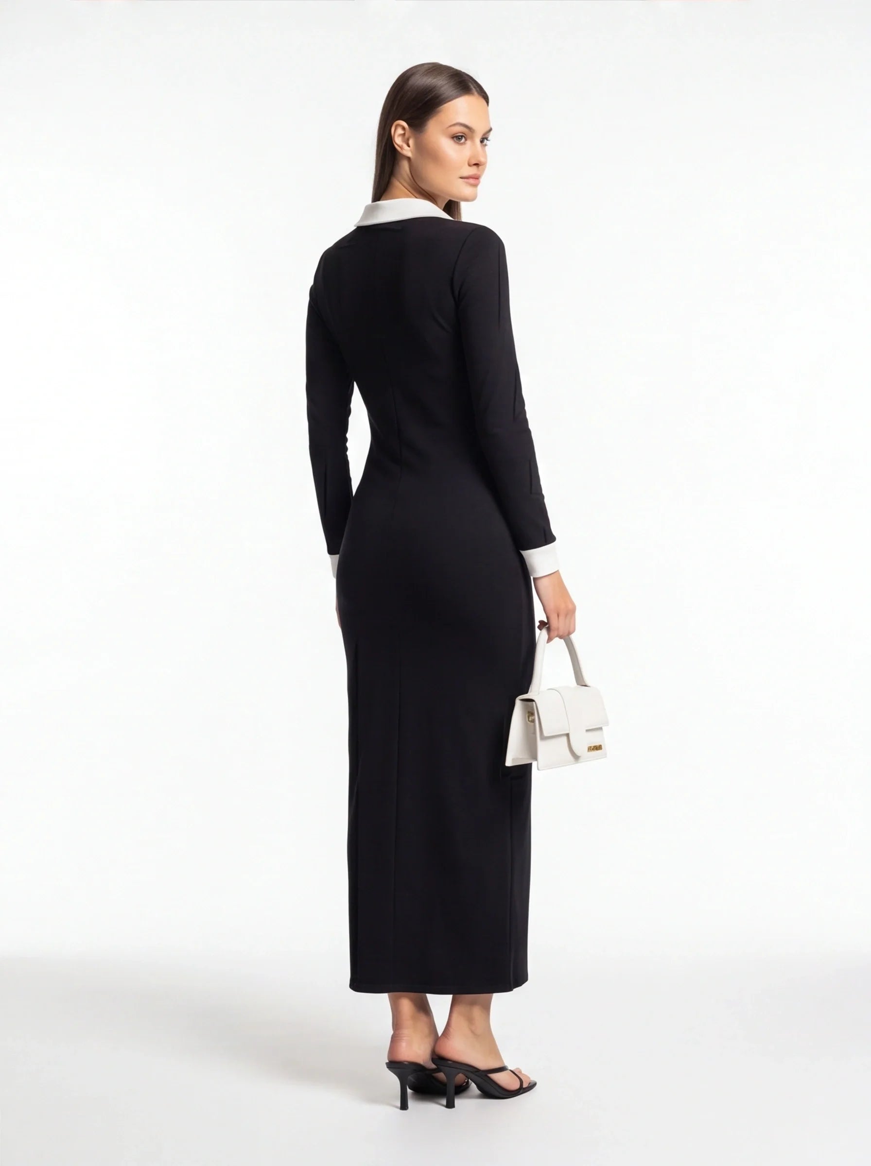 Stylish Slim-Fit Maxi Dress with Pockets & Wrinkle-Resistant Fabric