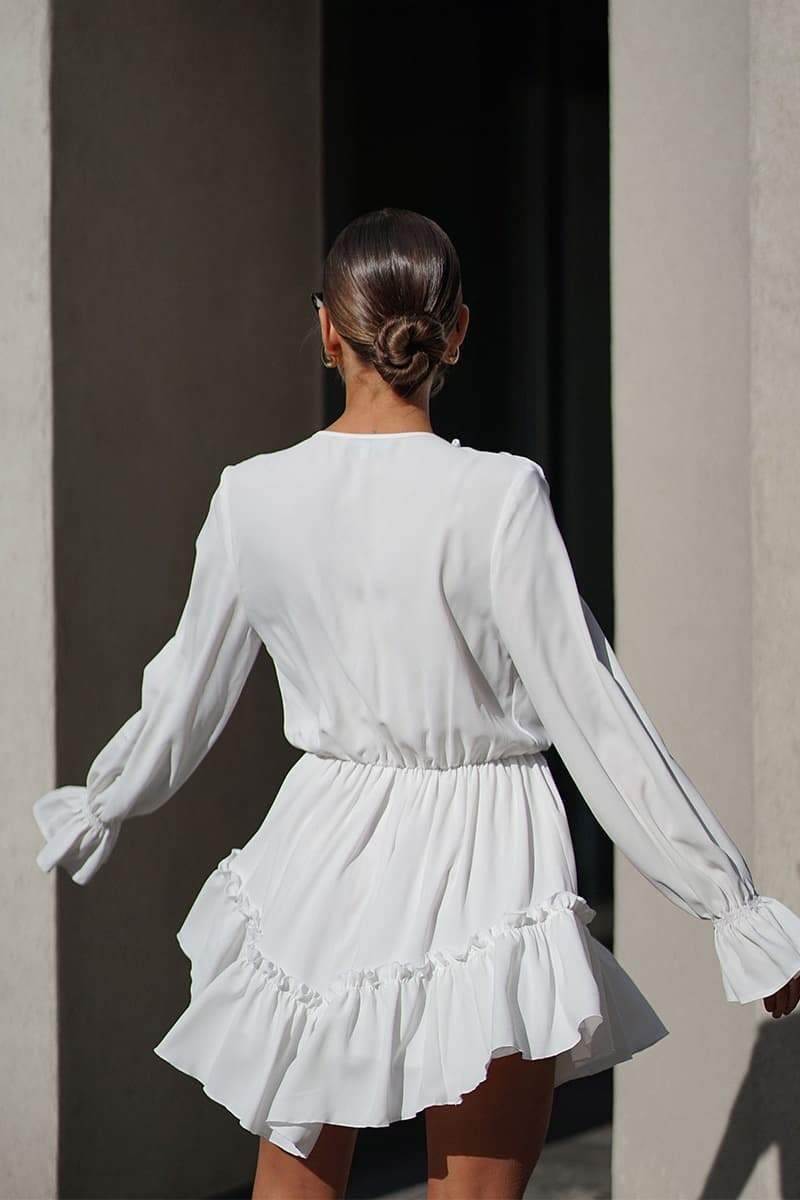 Ingrid Exclusive V Neck Ruffle Mini Dress Boutique Collection