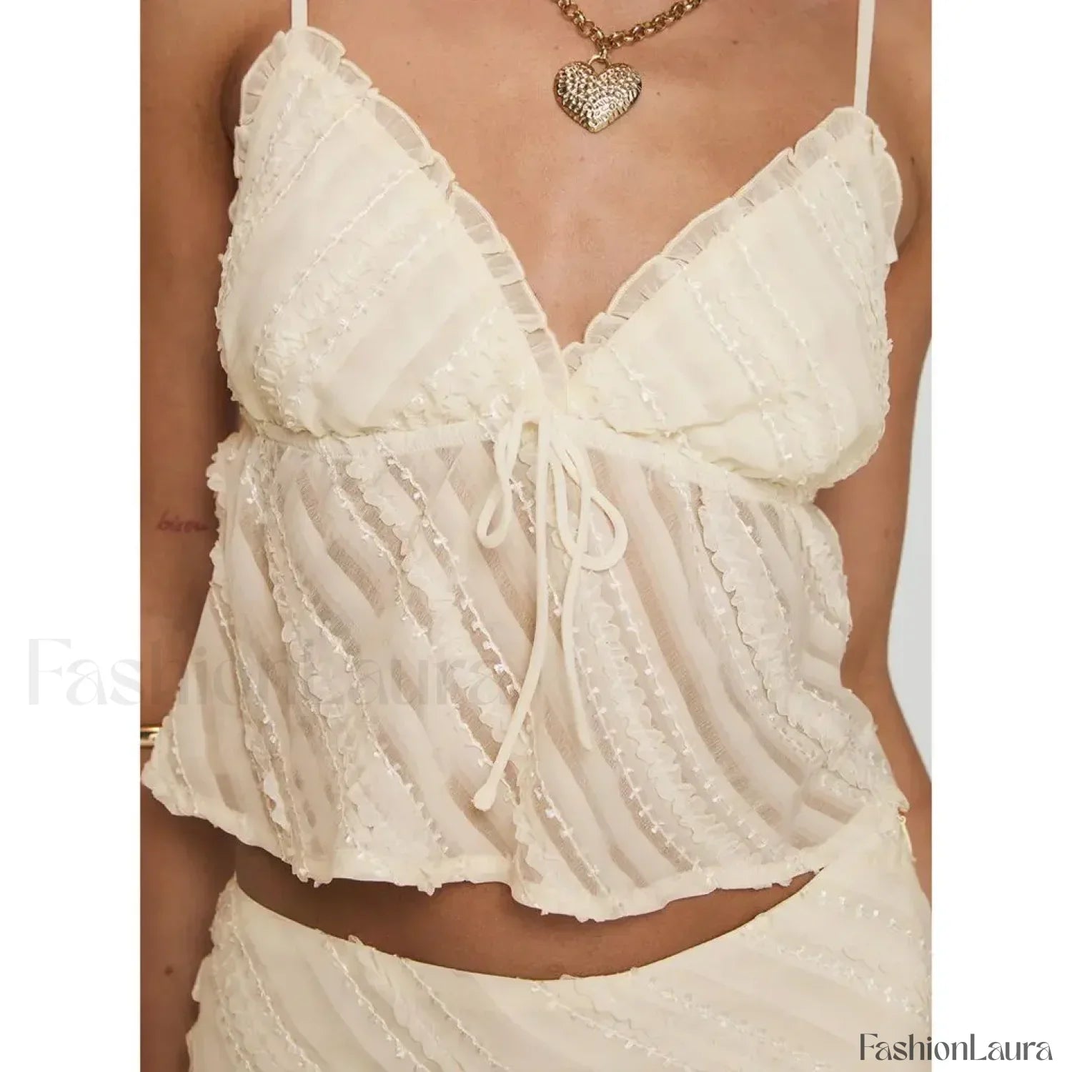 Sheer Beach Bow-Tie Crop Top