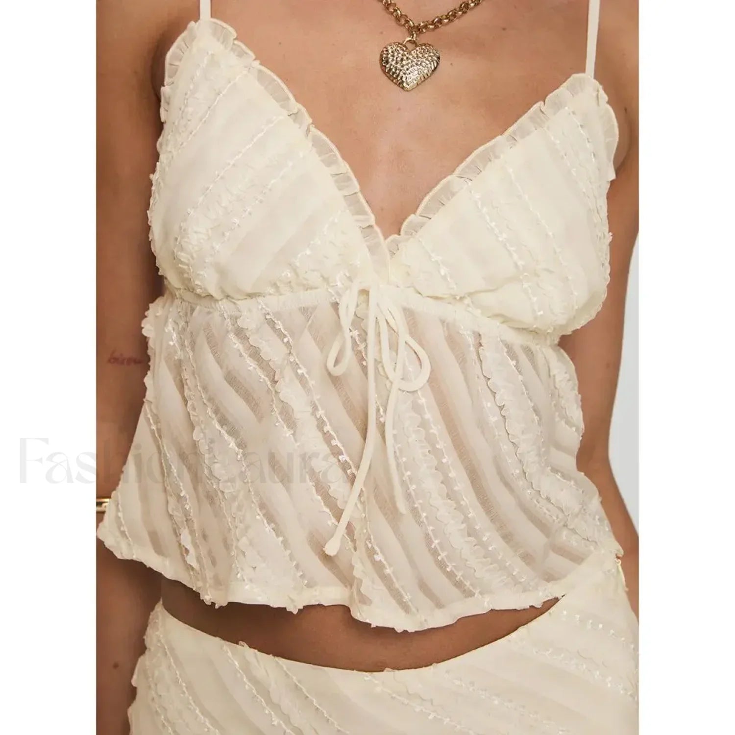 Sheer Beach Bow-Tie Crop Top