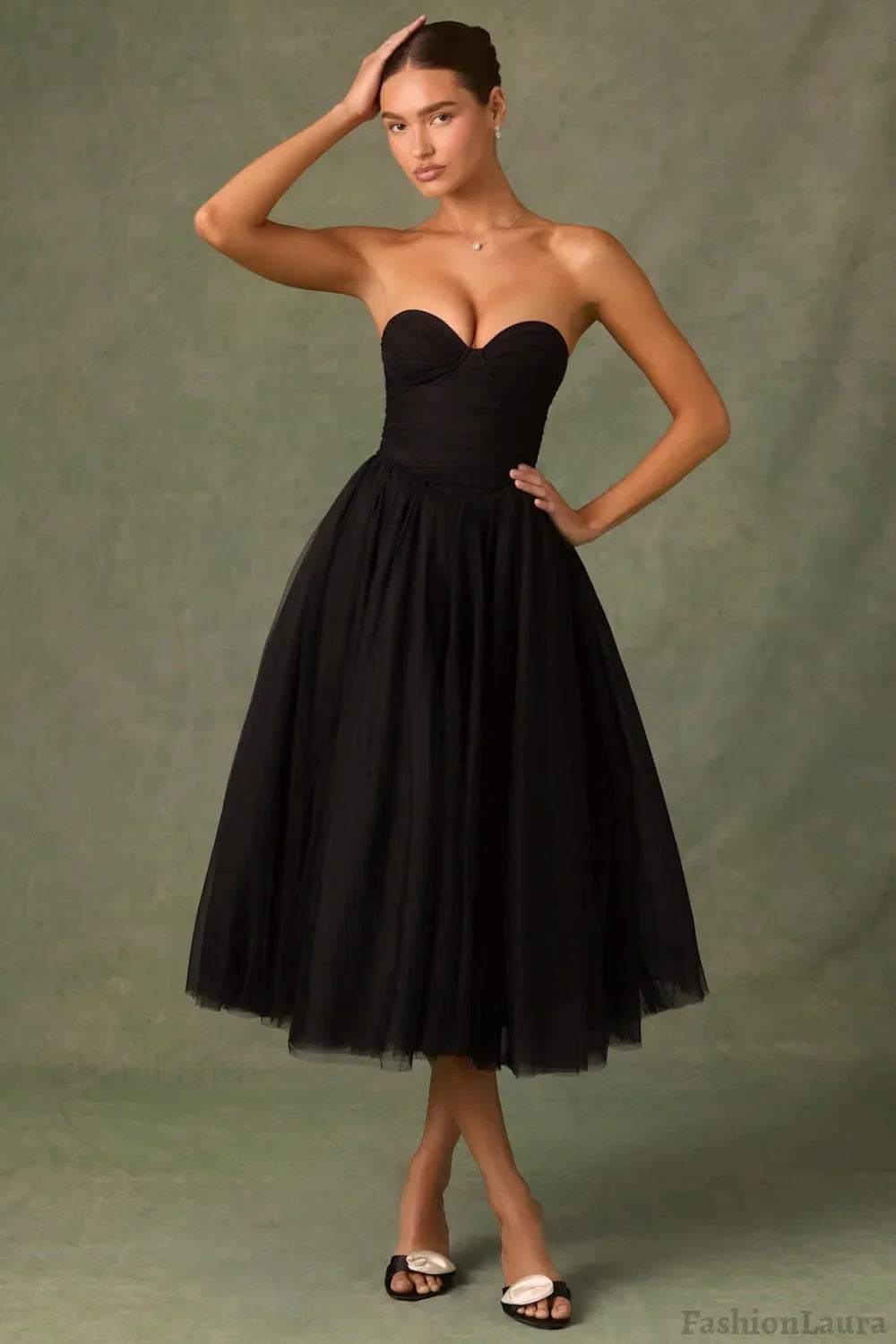 Sheer Bustier Strapless Cocktail Dress