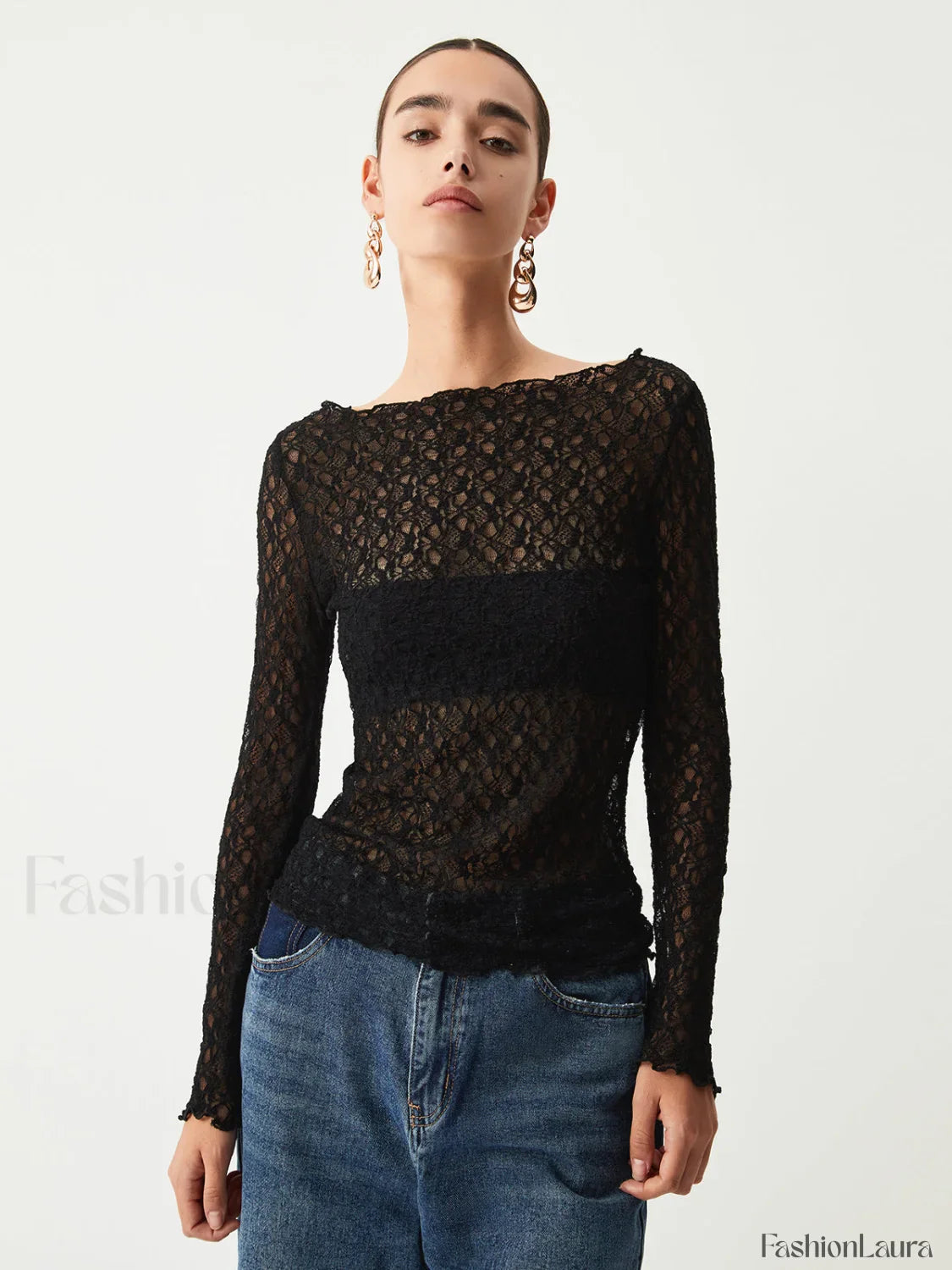 Sheer Floral Graceful Long Sleeve Top