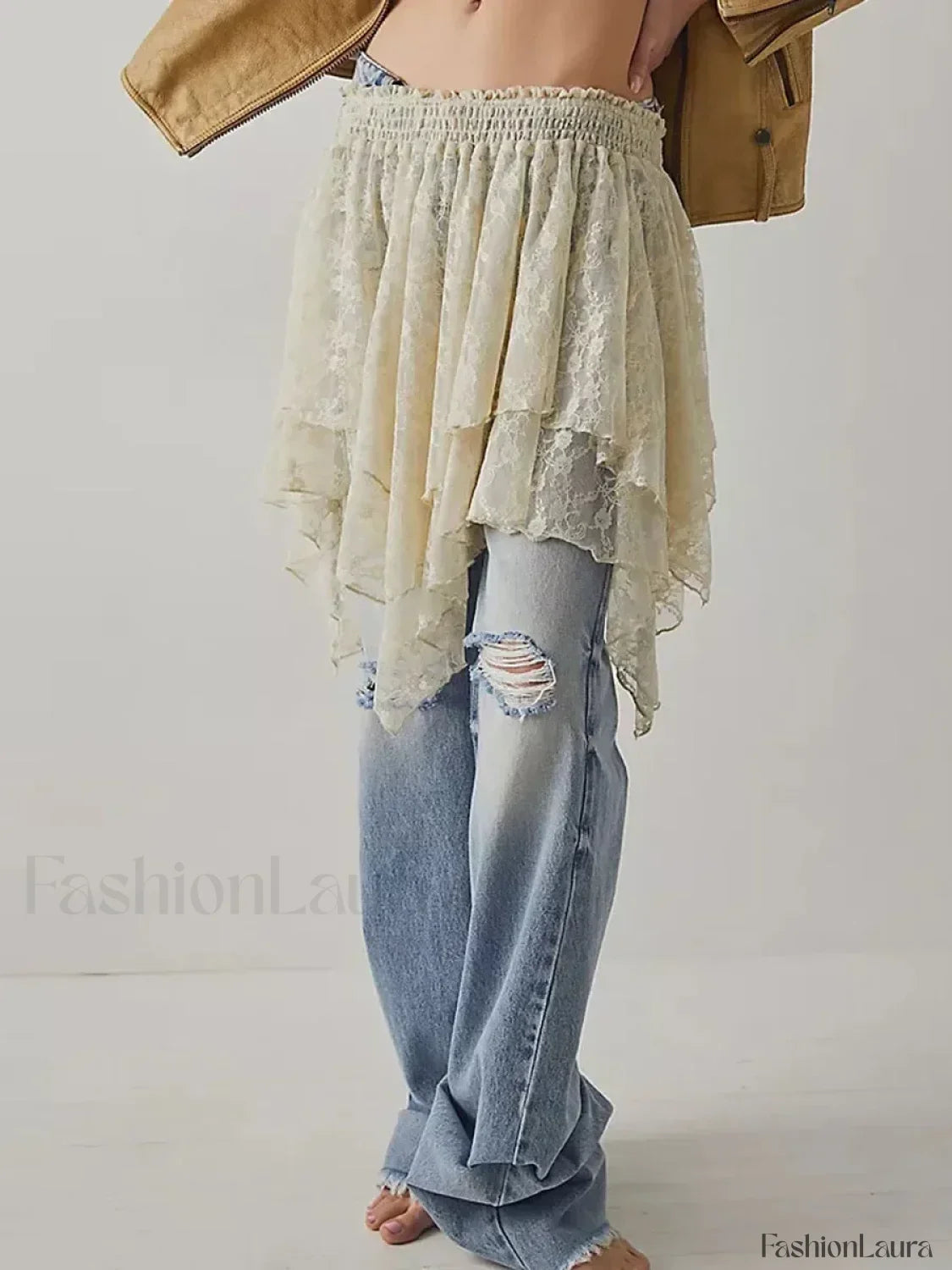 Sheer Floral Lace Mini Skirt