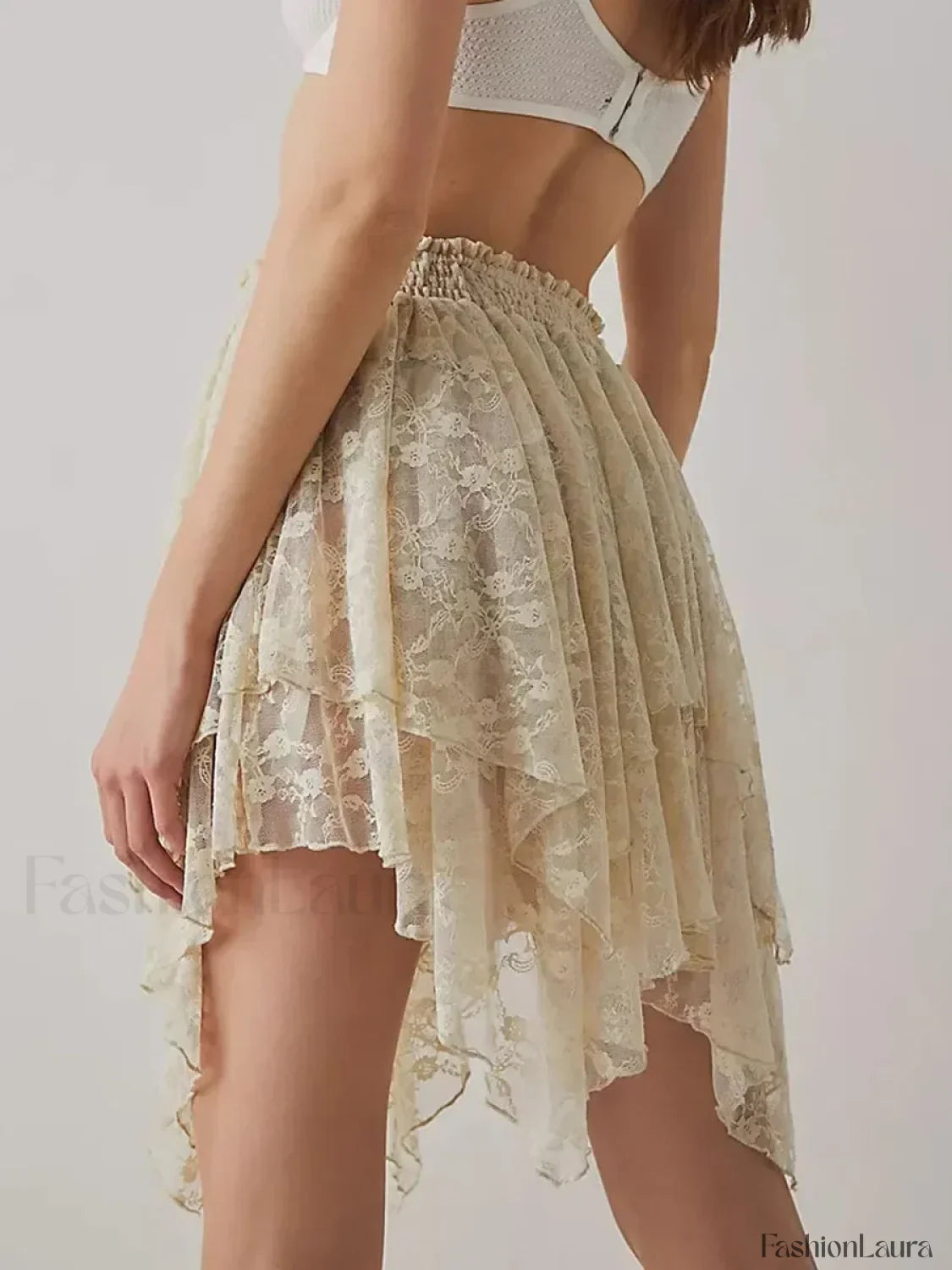 Sheer Floral Lace Mini Skirt
