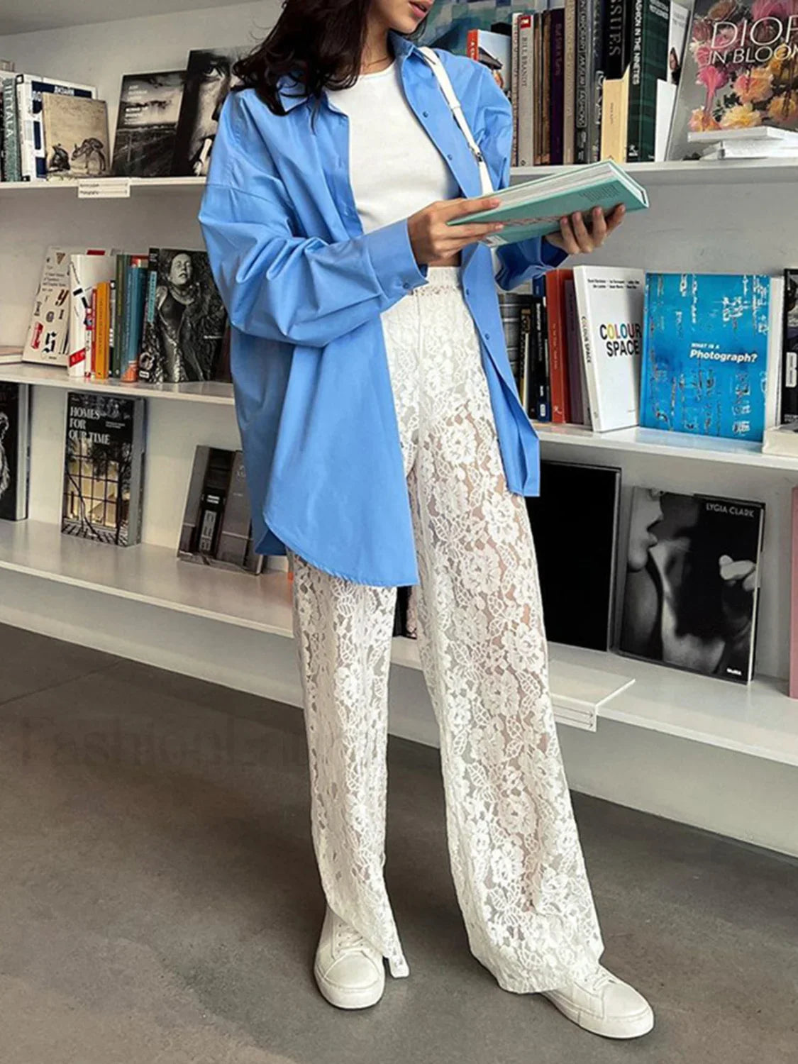 Sheer Lace Graceful Wide Leg Pants