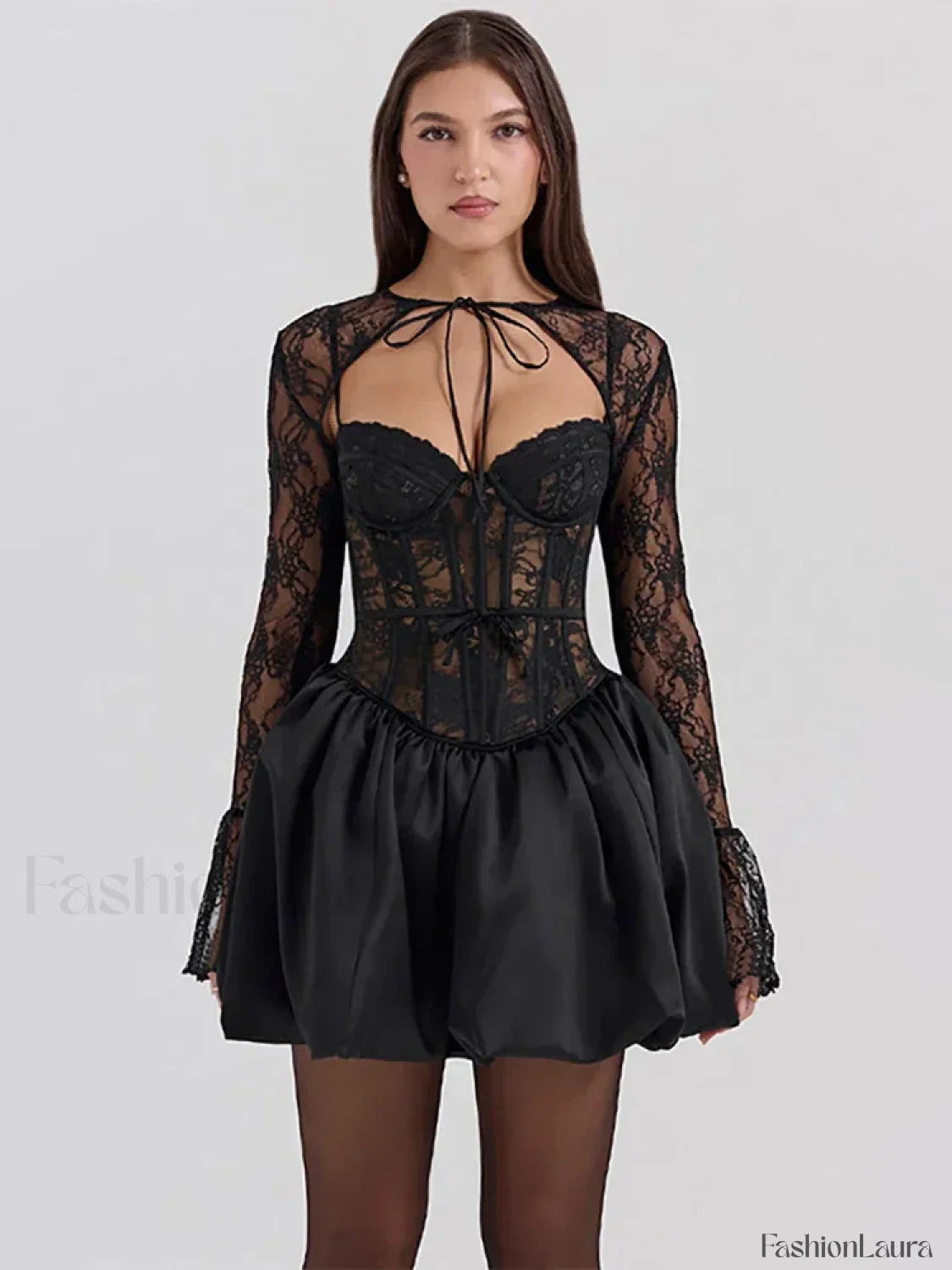 Sheer Lace Two-Piece Mini Dress