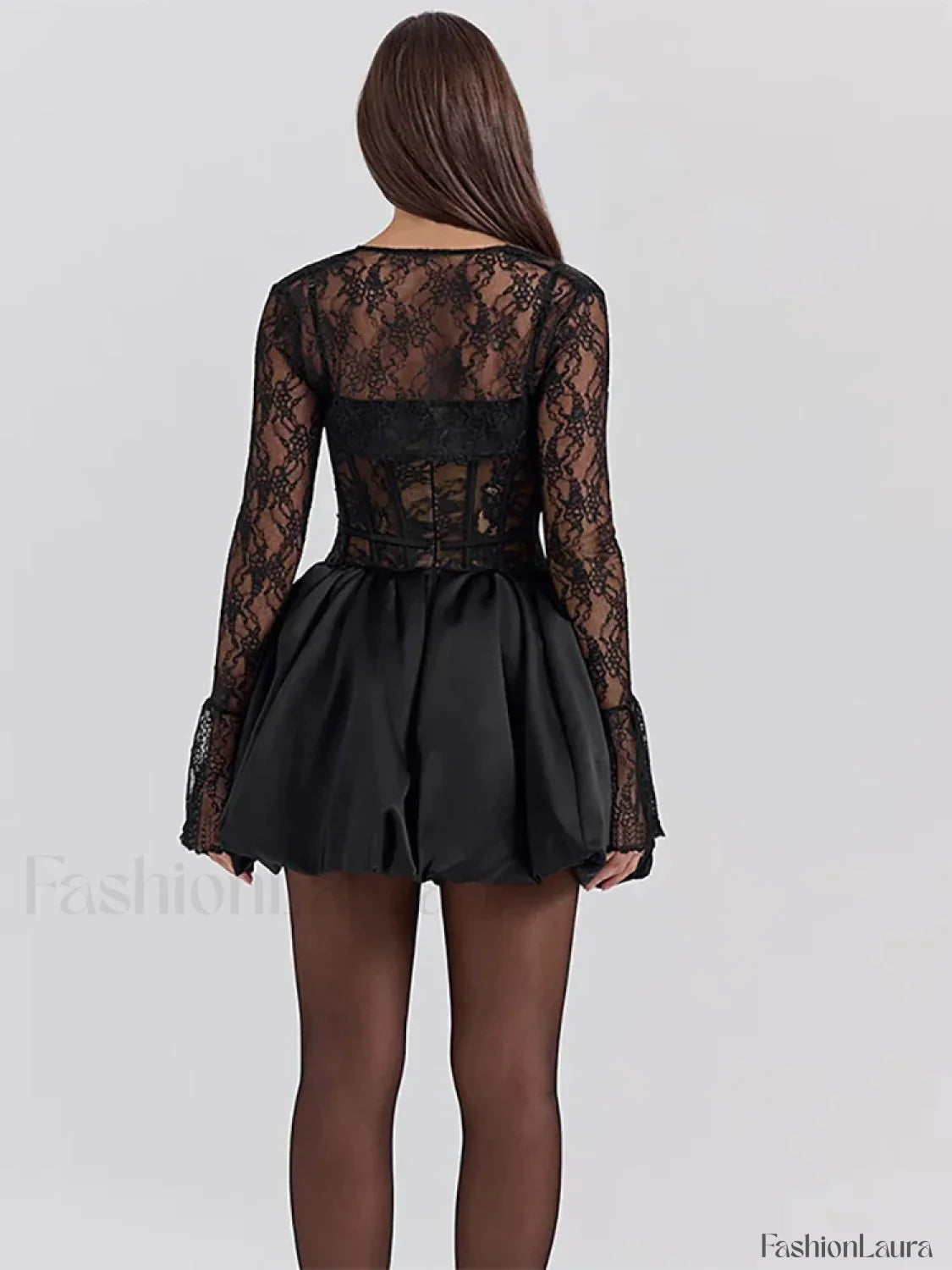 Sheer Lace Two-Piece Mini Dress