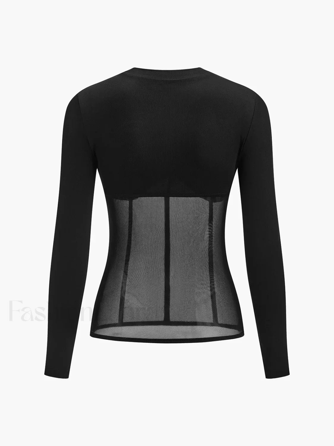 Sheer Mesh Combination Long Sleeve Top