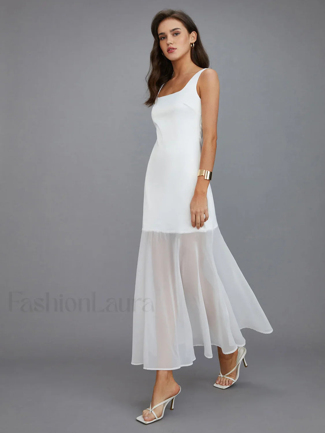 Sheer Overlay Long Dress White / XS Dresses
