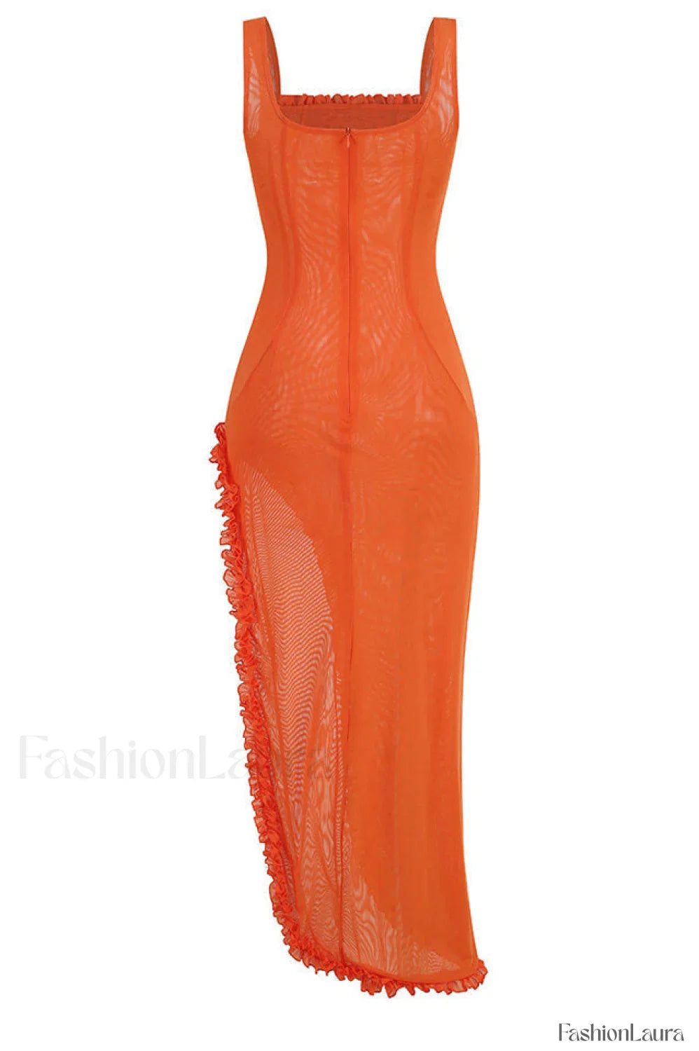 Sheer Ruffled Stylish Long Dress