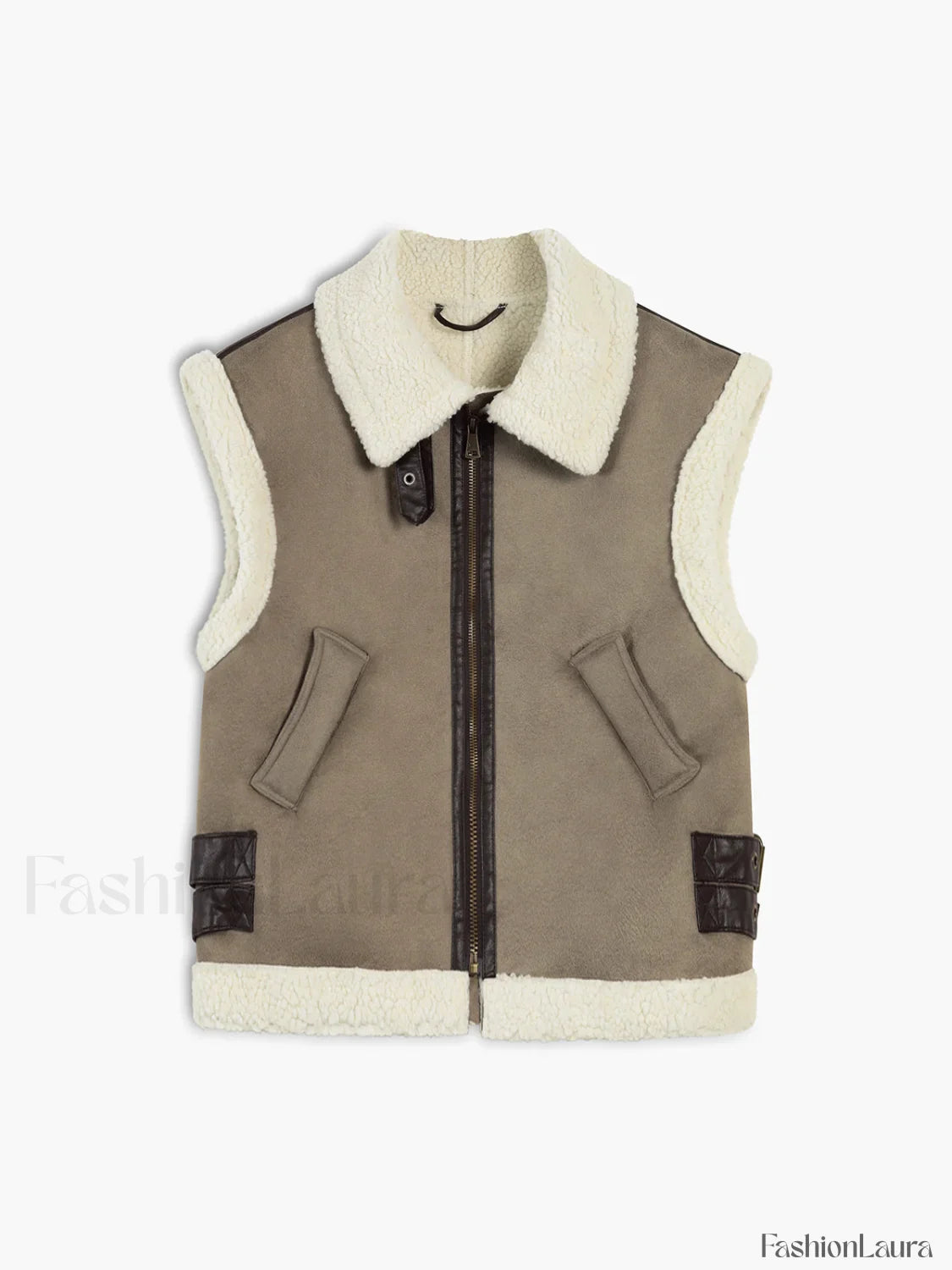Sherpa Lined Shearling Trendy Leather Flight Vest