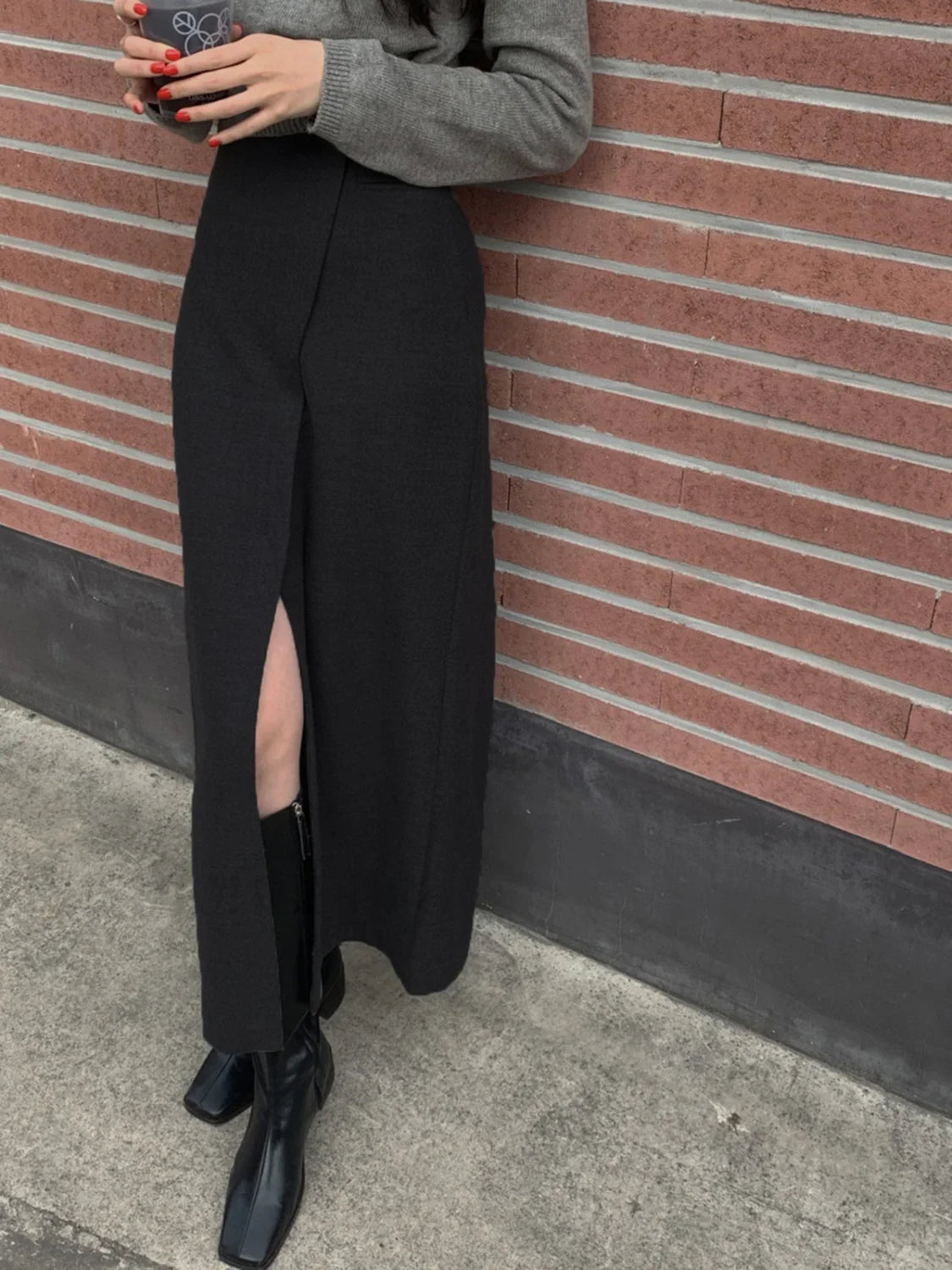 She’s Effortless Graceful Slit Maxi Skirt Black / XS Skirts
