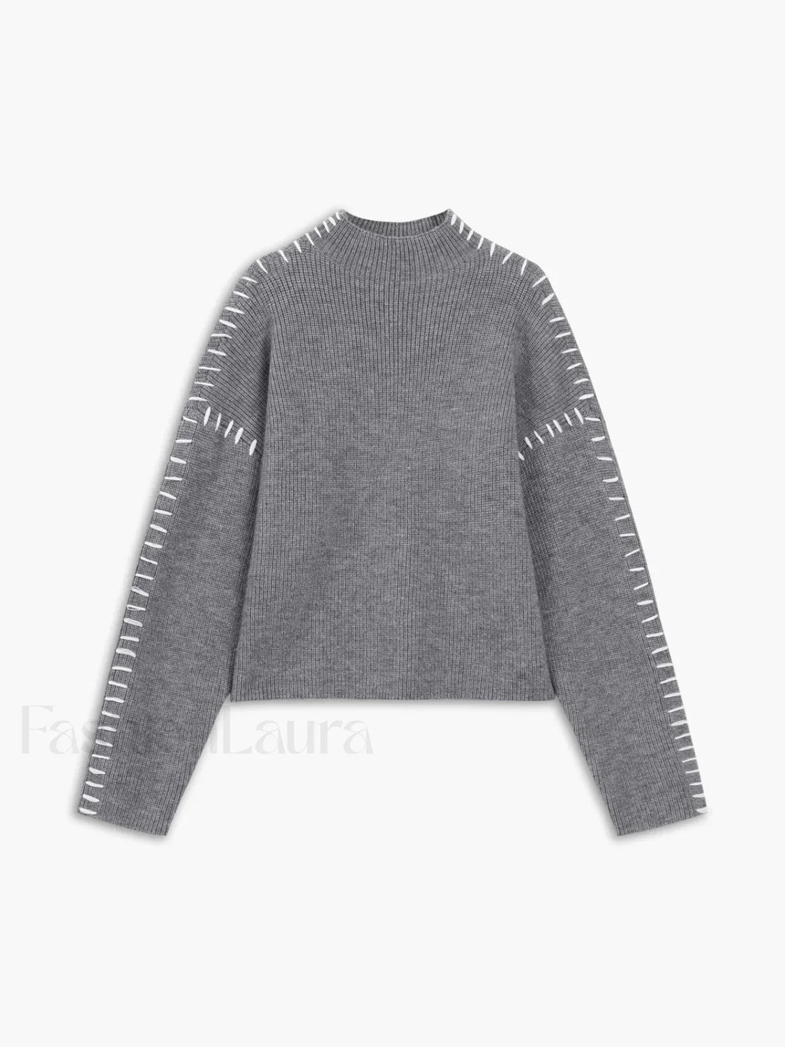 Shift The Focus Trendy Oversized Mock Neck Sweater Light Grey / XS Sweaters L