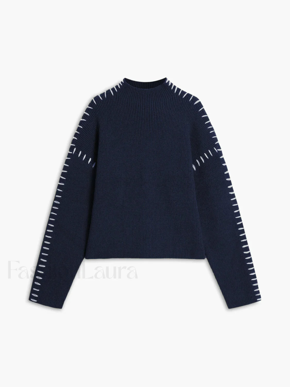 Shift The Focus Trendy Oversized Mock Neck Sweater Navy / XS Sweaters L