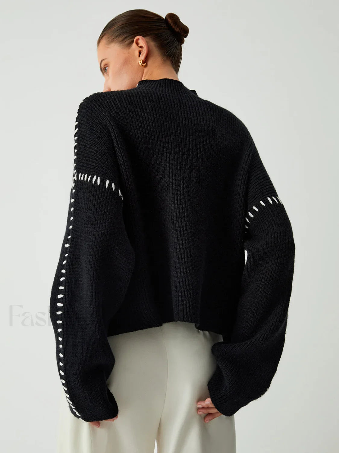 Shift The Focus Trendy Oversized Mock Neck Sweater