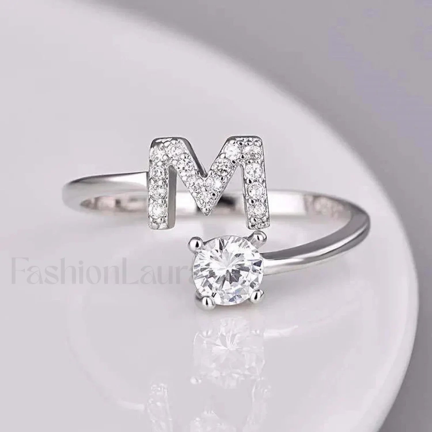 Shining Rhinestone New Fashion Initial Alphabet Opening Charm Jewelry Ring