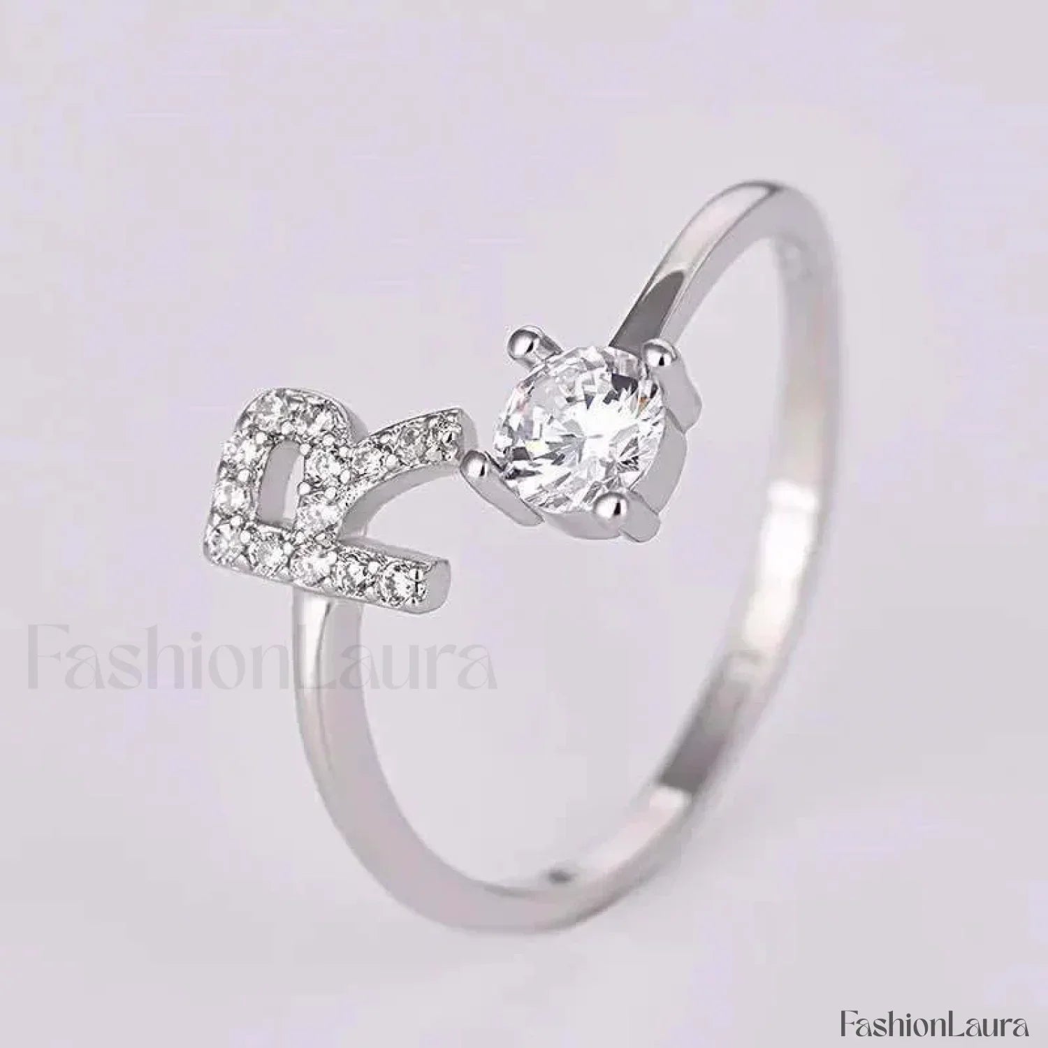 Shining Rhinestone New Fashion Initial Alphabet Opening Charm Jewelry Ring