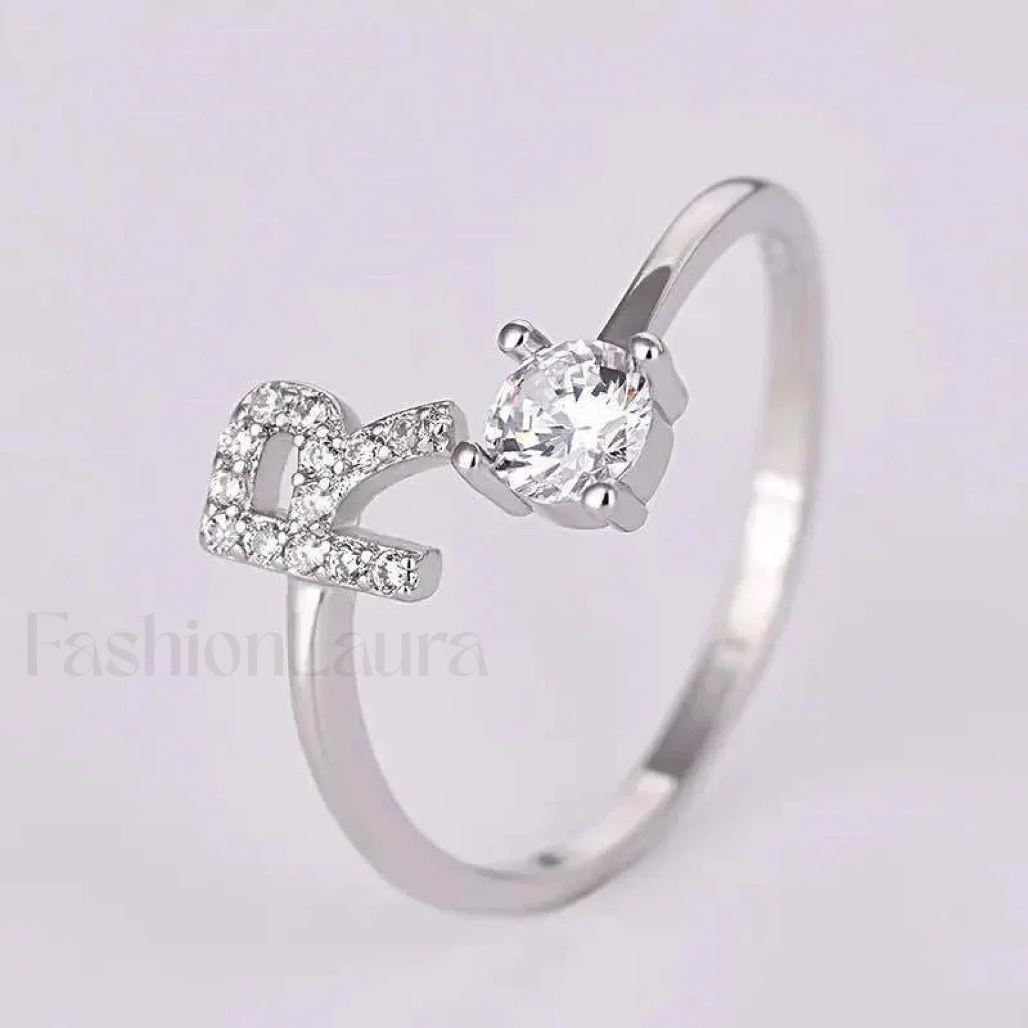 Shining Rhinestone New Fashion Initial Alphabet Opening Charm Jewelry Ring