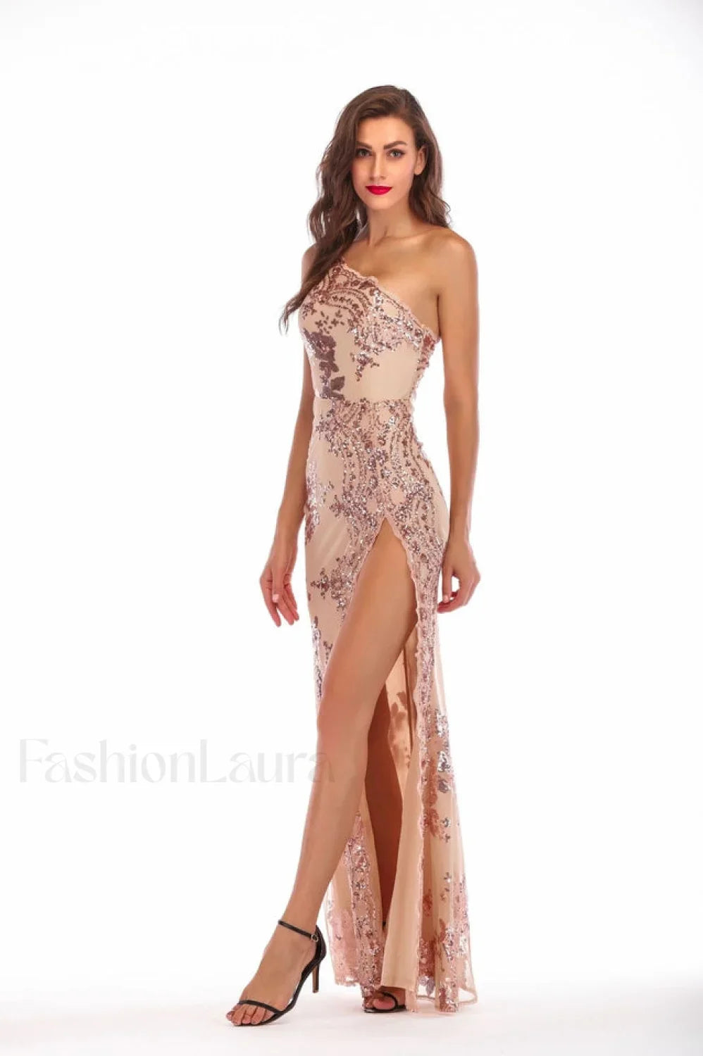 Shining Sequin Highly Charming Split Maxi Dress