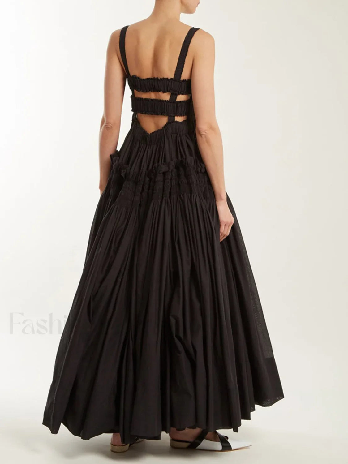Shirred Pleated Graceful Cami Long Dress