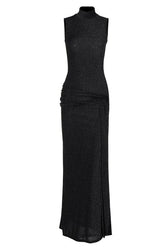 Shonna Metallic Strap Maxi Knit Dress in Black - View 8