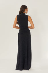 Shonna Metallic Strap Maxi Knit Dress in Black - View 6