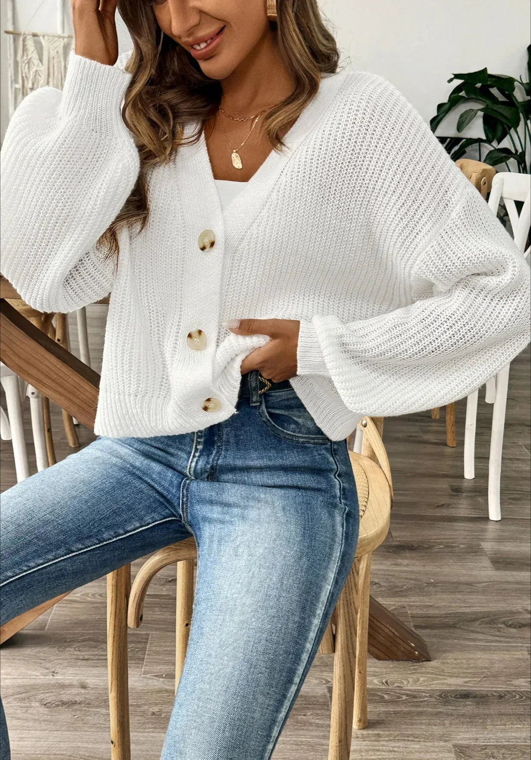 Short Knit Long Sleeve Cardigans