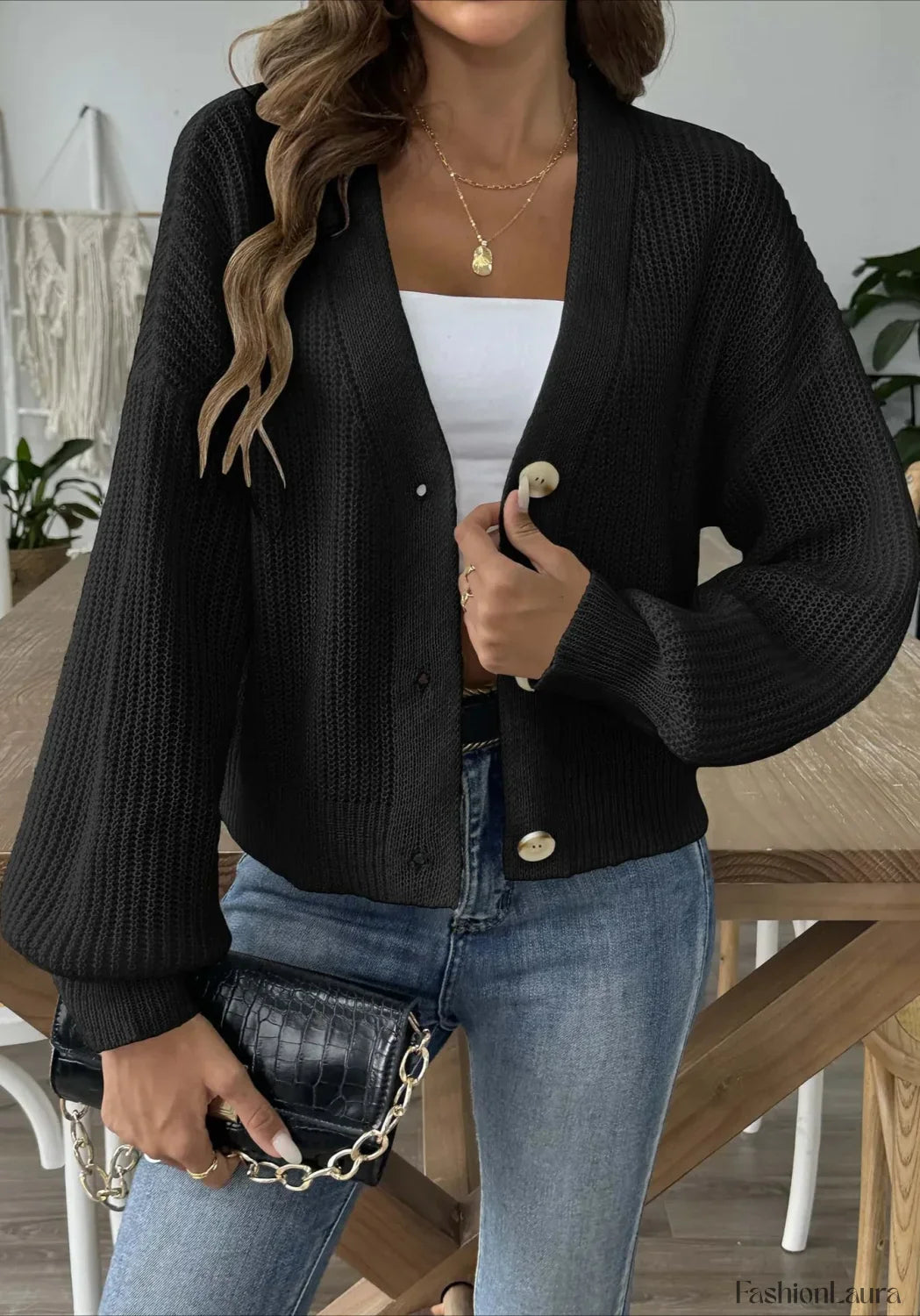 Short Knit Long Sleeve Cardigans