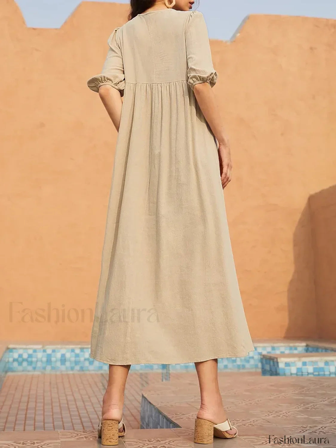 Short-Sleeve Printed Boho Dress