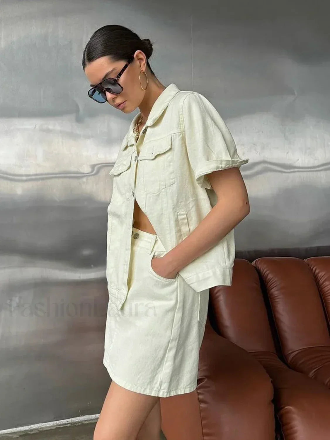 Short Sleeve Skirt Nightwear Two Piece Set