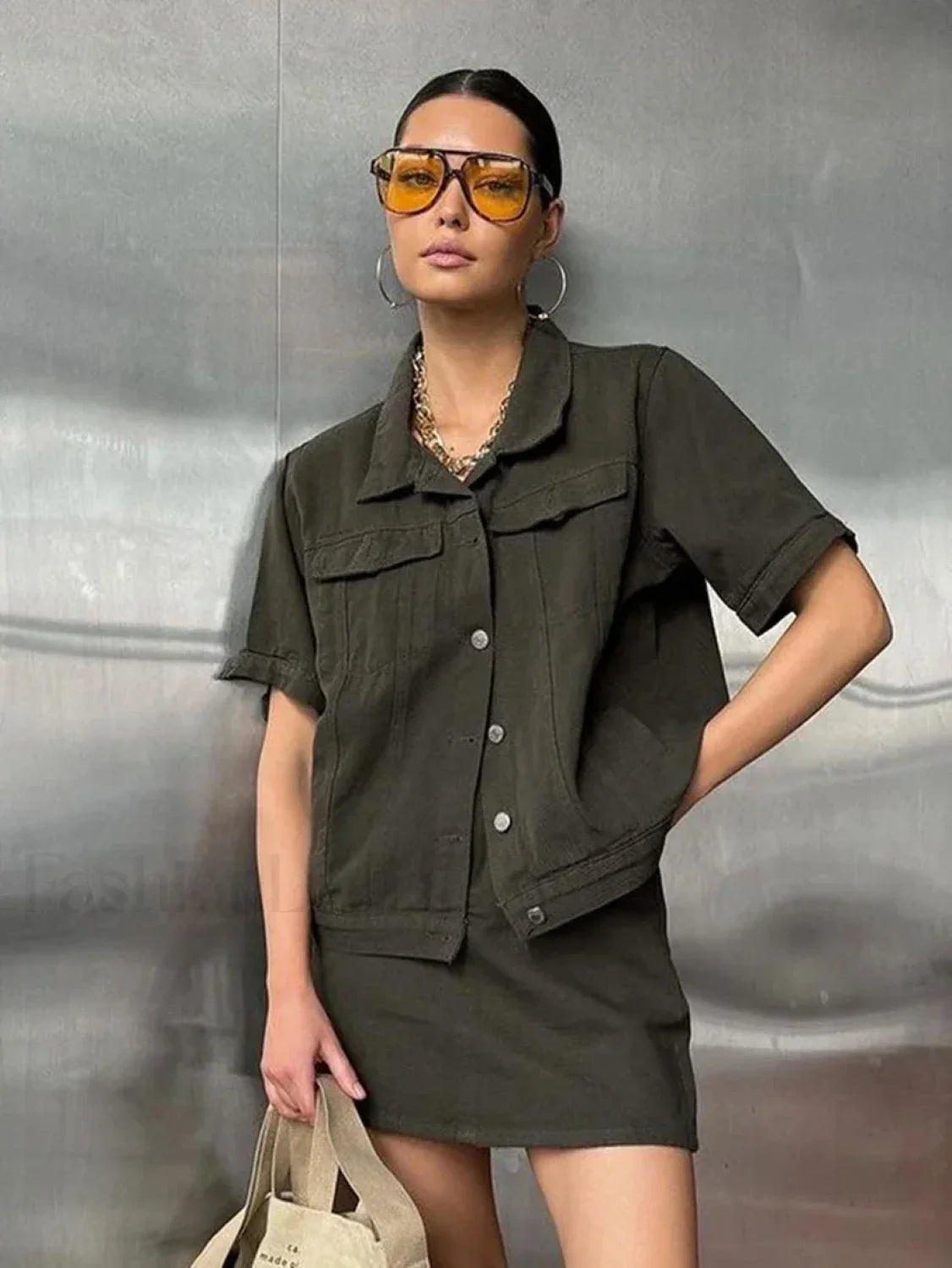 Short Sleeve Skirt Nightwear Two Piece Set