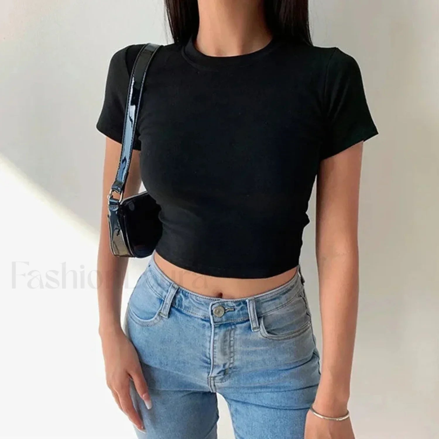 Short Sleeve Solid Simple Casual Crop Top