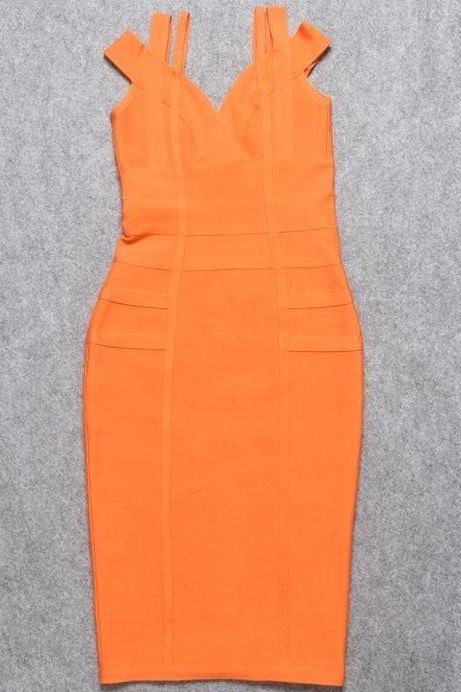 Sia Bandage Dress - Apricot Orange