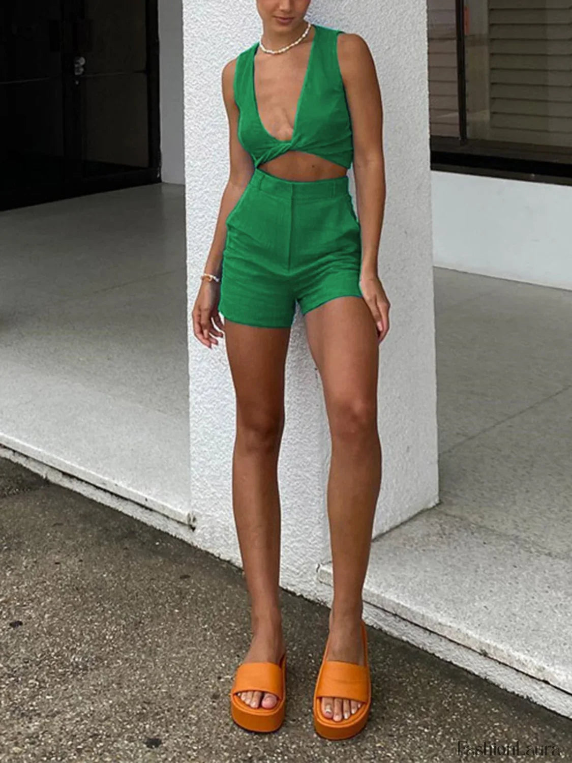 Sicilia Knotted Two Trendy Piece Shorts Set