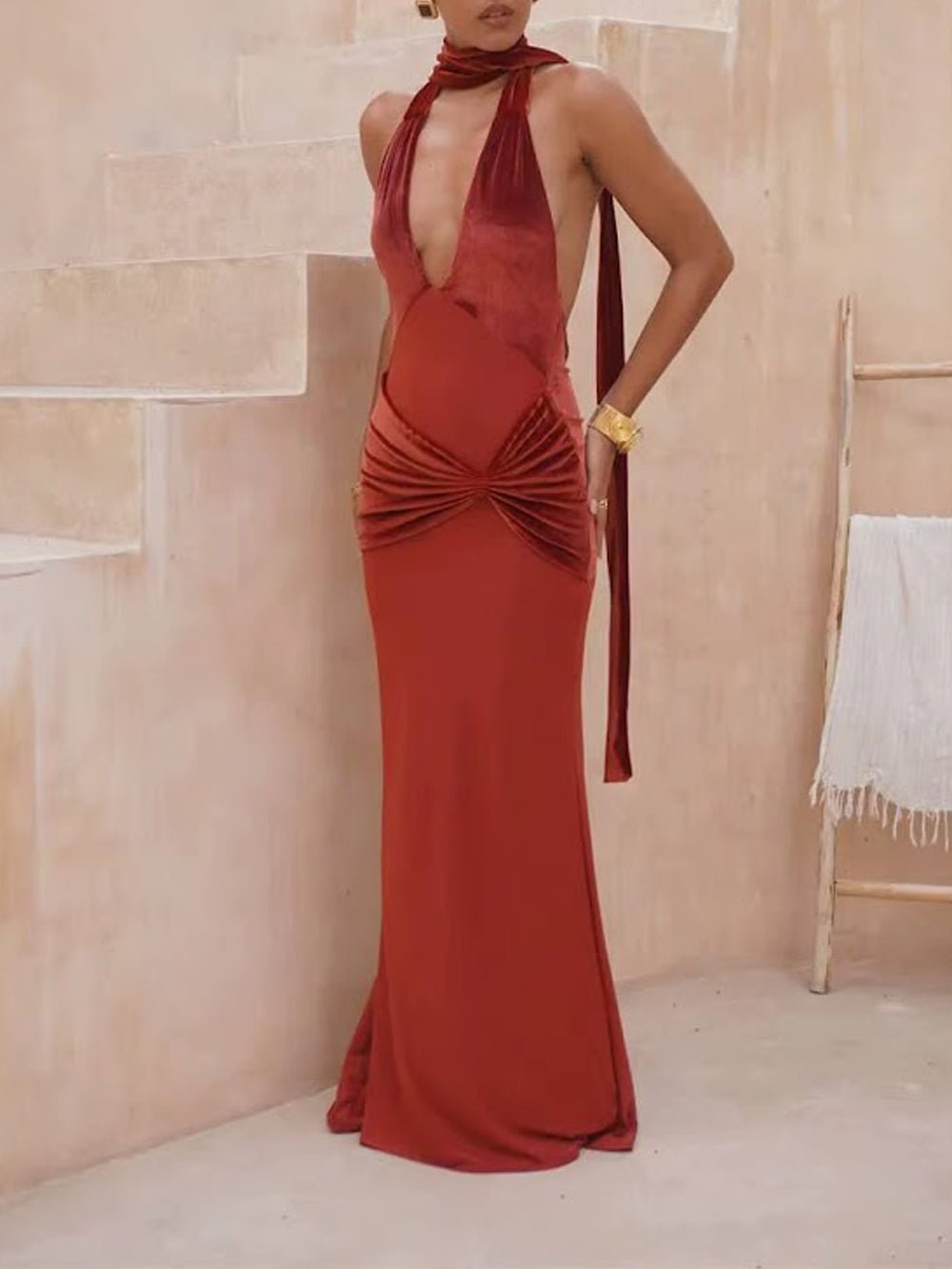 Sienna Cutout Halter Gown Dress