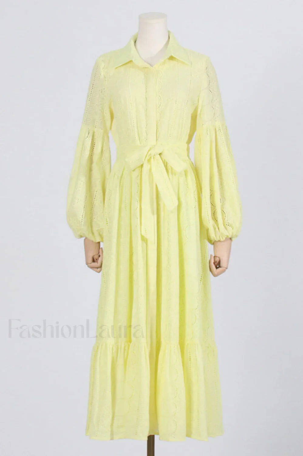 Sienna Tiered Broderie Charming Anglaise Midi Dress S / Buttercup